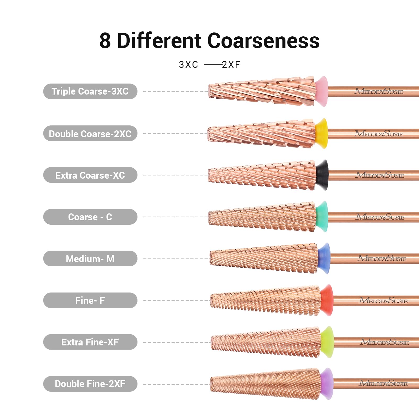 Super Long 5 in 1 Tungsten Carbide Nail Drill Bit (Rose-Gold) - 图片5