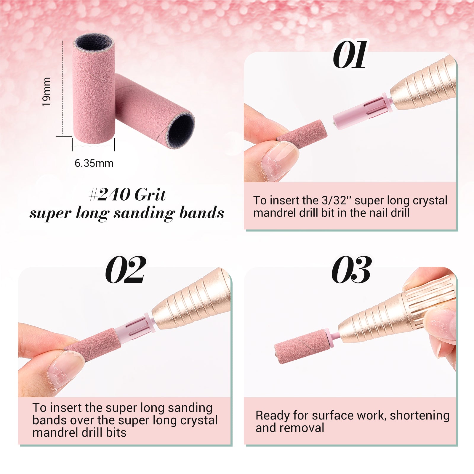 Super Long Sanding Bands with 6.65mm Crystal Mandrel Bit - 50 Pcs - 图片8