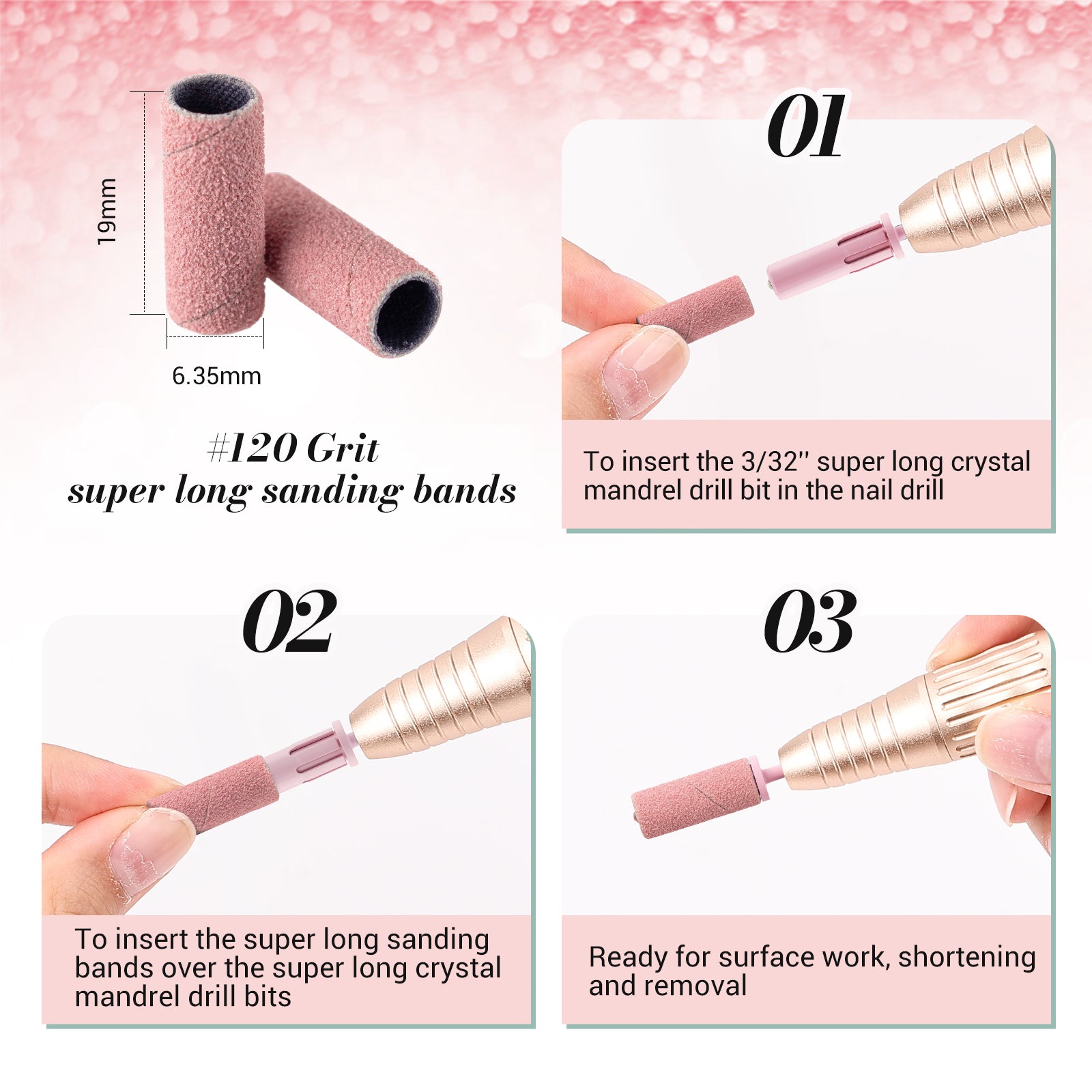 Super Long Sanding Bands with 6.65mm Crystal Mandrel Bit - 50 Pcs - 图片10