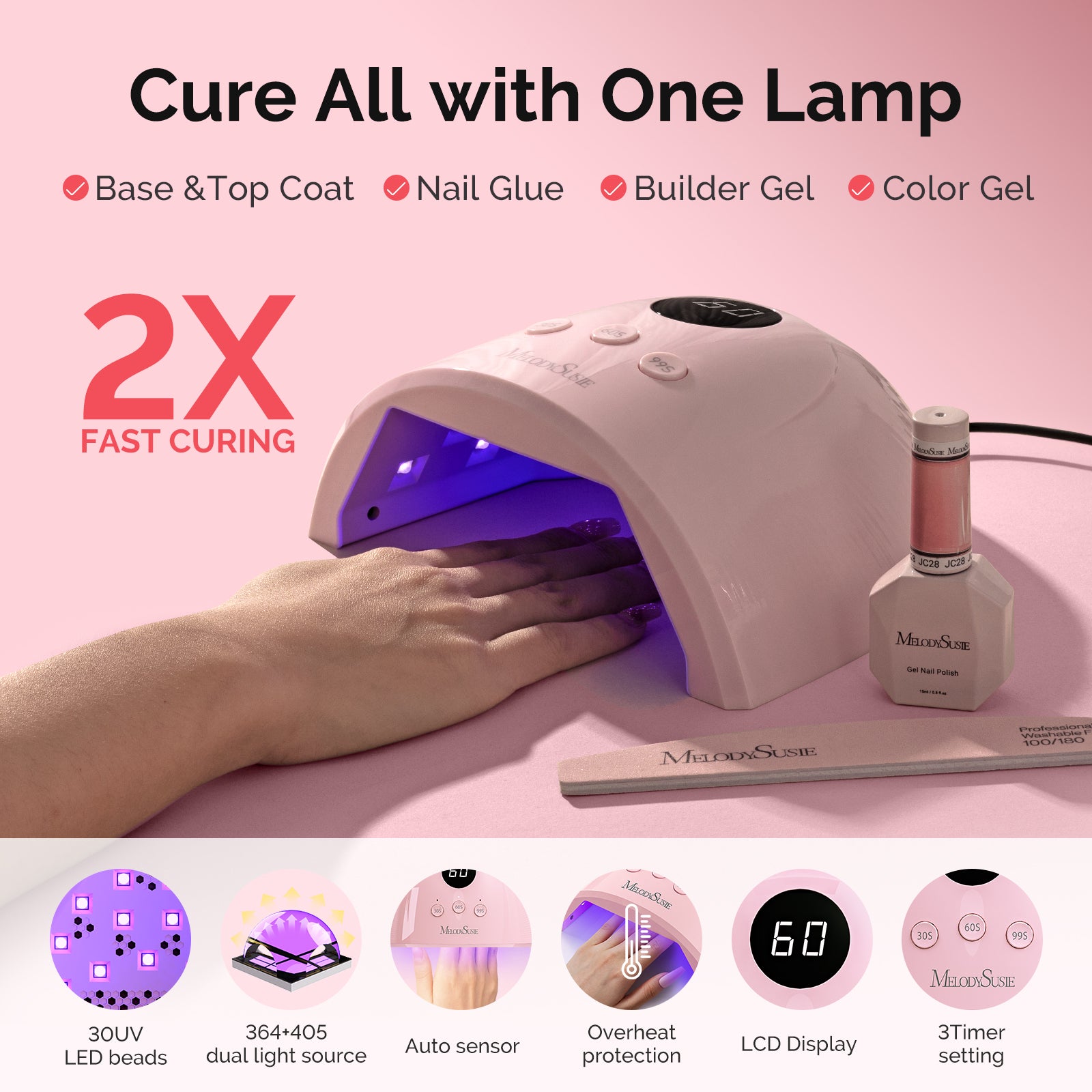 Gel Nail Polish Kit with UV Light P-PLUS30F - 图片2