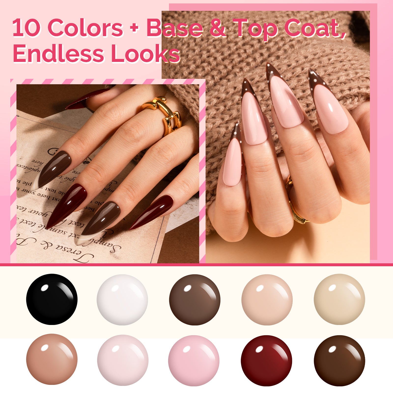 Plant-Based HEMA-Free & HPMA-Free & TPO-Free Gel Nail Polish 12Pcs Classic Nude Set With Nail Tools - US ONLY - 图片3