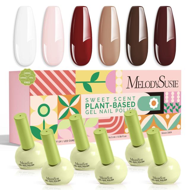 Plant-Based HEMA-Free & HPMA-Free & TPO-Free Gel Nail Polish 12Pcs Classic Nude Set - US ONLY