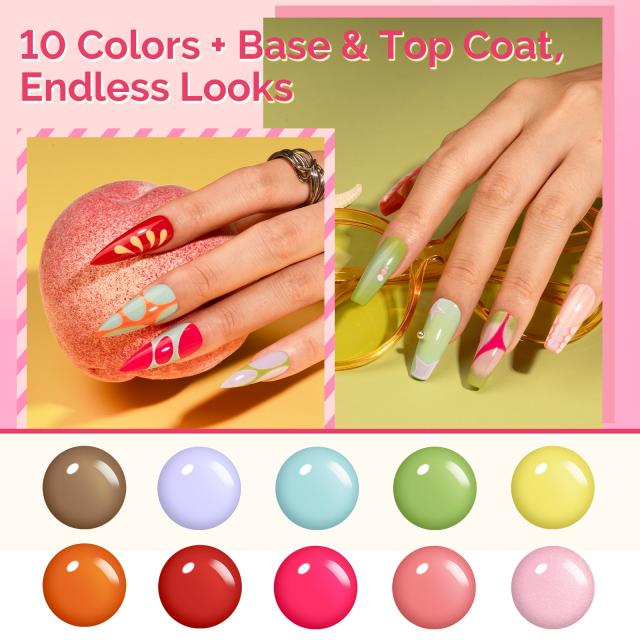 Plant-Based HEMA-Free & HPMA-Free & TPO-Free Gel Nail Polish 12Pcs Dopamine Set - US ONLY