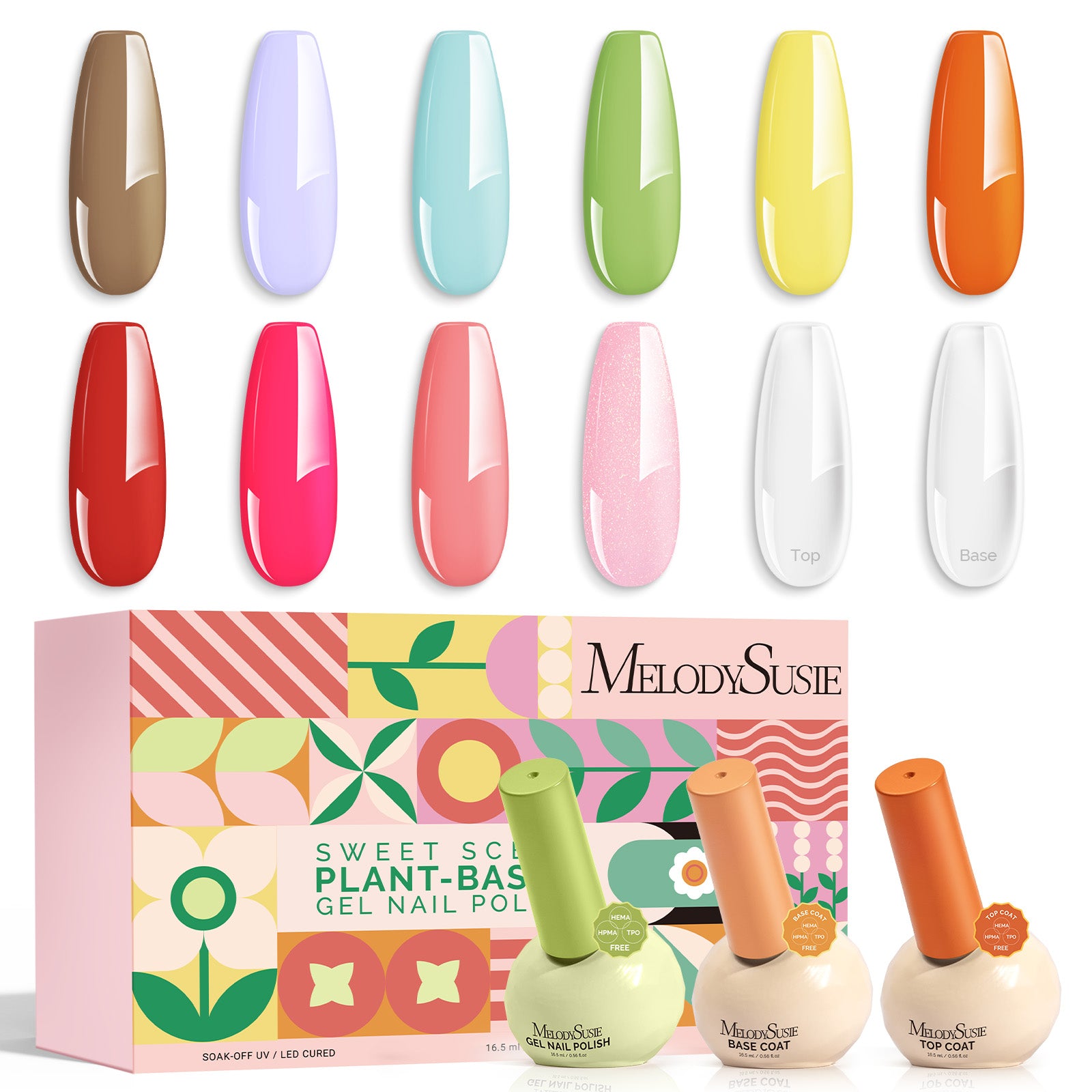 Plant-Based HEMA-Free & HPMA-Free & TPO-Free Gel Nail Polish 12Pcs Dopamine Set - US ONLY
