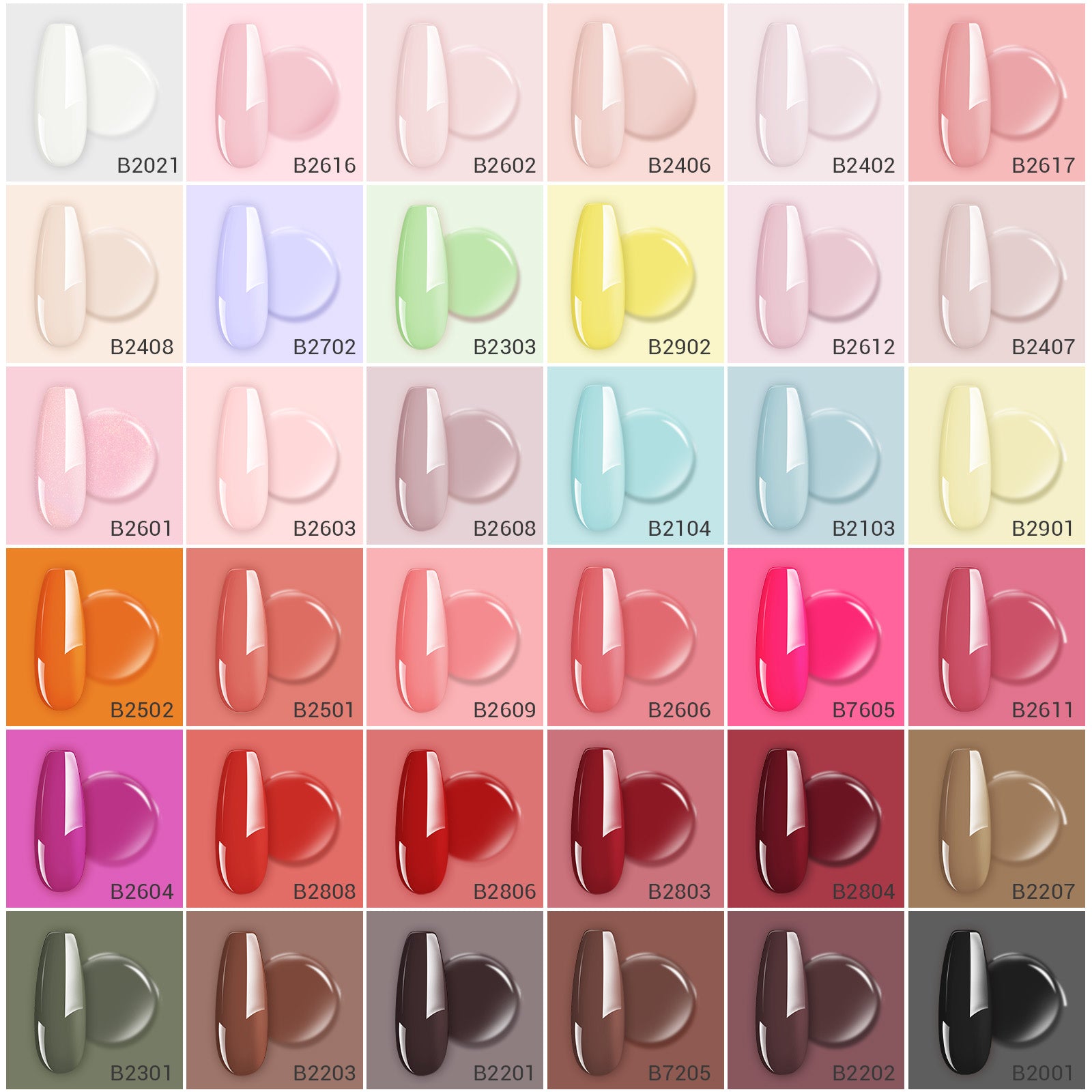 Plant-Based HEMA-Free & HPMA-Free & TPO-Free Gel Nail Polish 36 Colors Full Set - 图片2