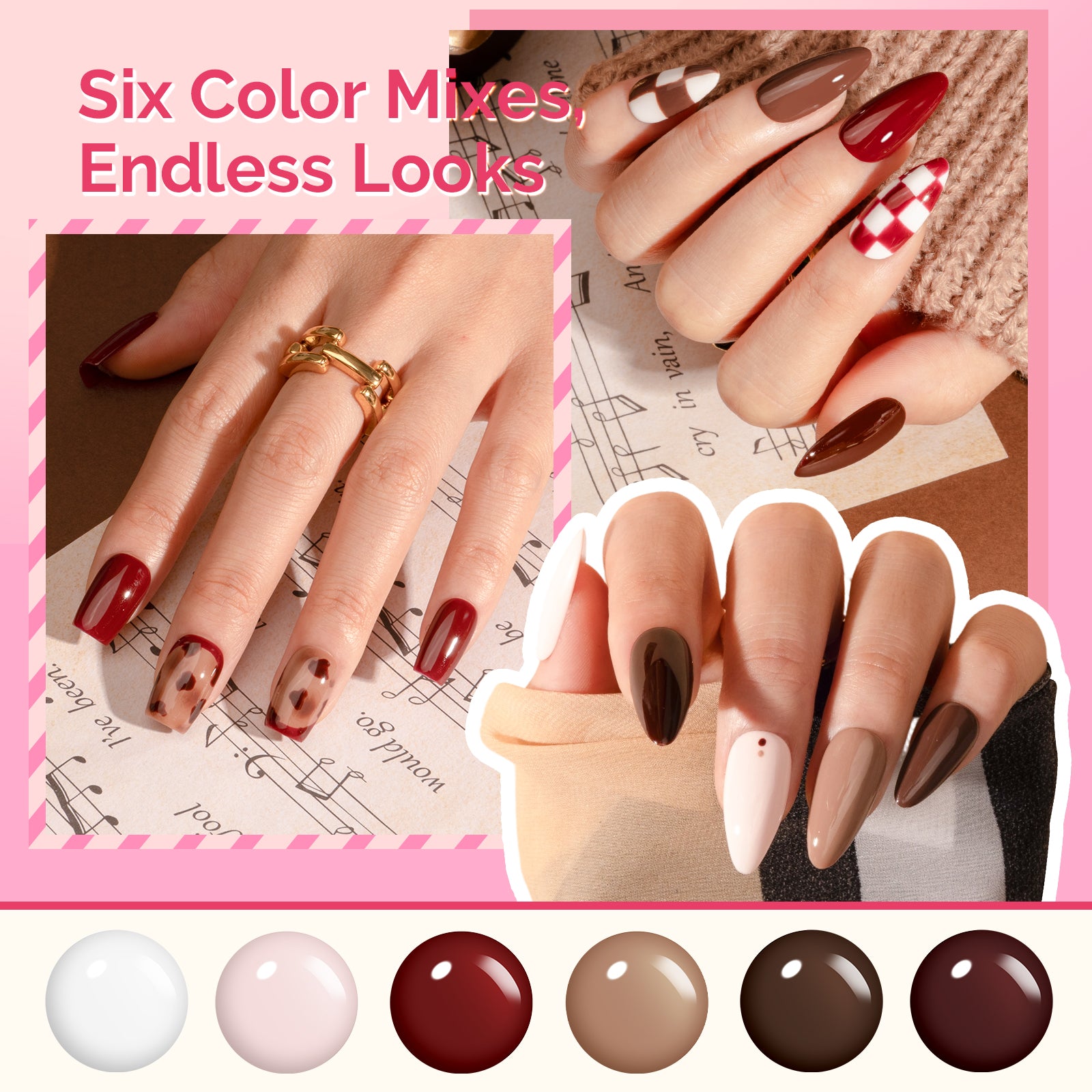 Plant-Based HEMA-Free & HPMA-Free & TPO-Free Gel Nail Polish Set - Nude Neautral Set 16.5ml 6Pcs - 图片2