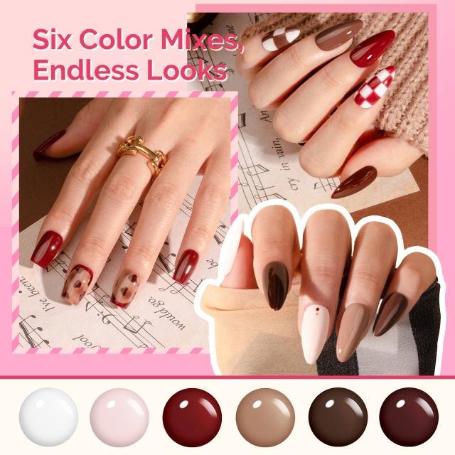 Plant-Based HEMA-Free & HPMA-Free & TPO-Free Gel Nail Polish Set - Nude Neautral Set 16.5ml 6Pcs