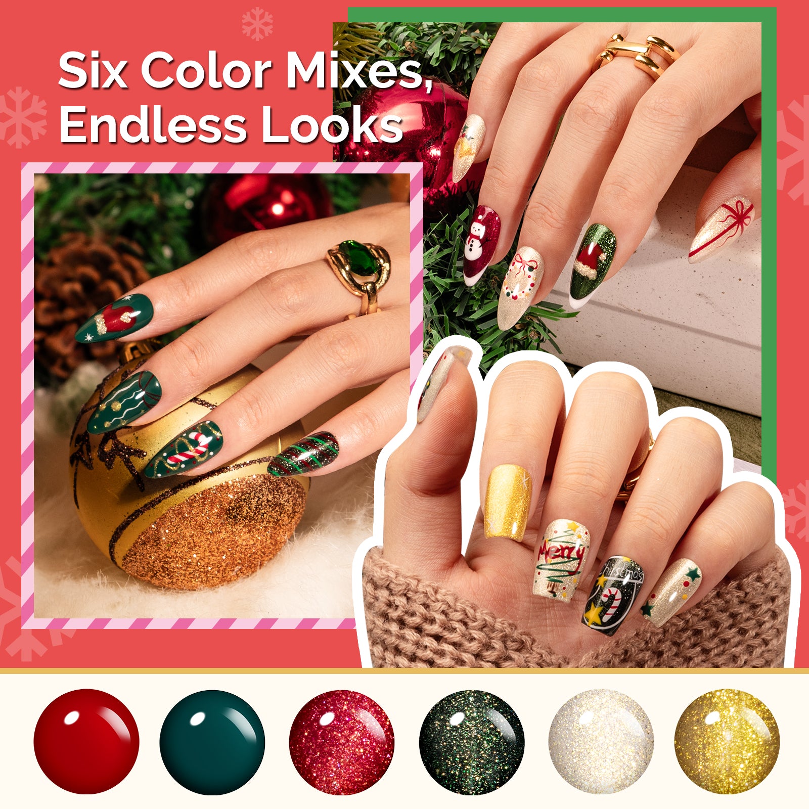 Plant-Based HEMA-Free & HPMA-Free & TPO-Free Gel Nail Polish Set - Christmas Set 16.5ml 6Pcs - 图片3