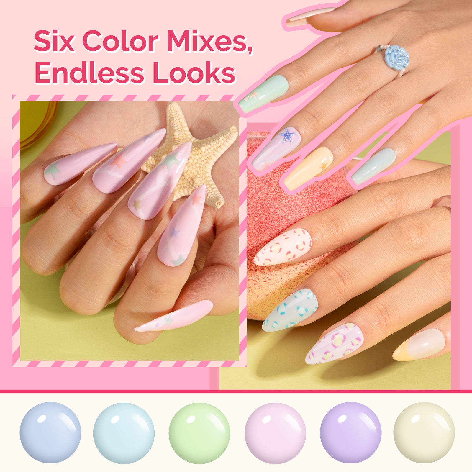 Plant-Based HEMA-Free & HPMA-Free & TPO-Free Gel Nail Polish Set - Fun Macarons Set 16.5ml 6Pcs - 图片2