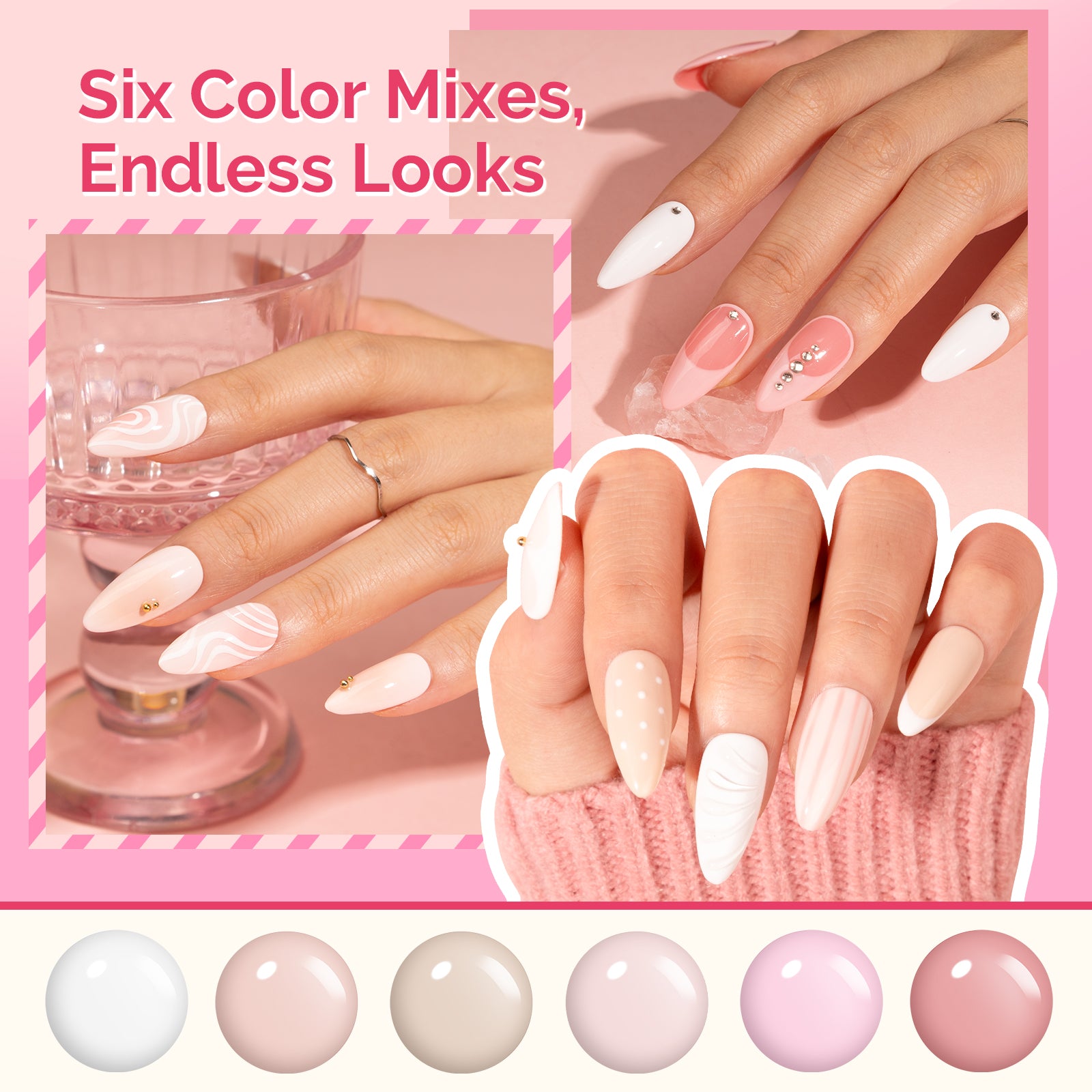 Plant-Based HEMA-Free & HPMA-Free & TPO-Free Gel Nail Polish Set - Pink Nude Set 16.5ml 6Pcs - 图片2