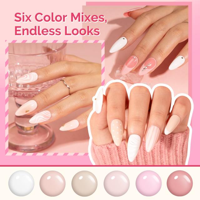 Plant-Based HEMA-Free & HPMA-Free & TPO-Free Gel Nail Polish Set - Pink Nude Set 16.5ml 6Pcs