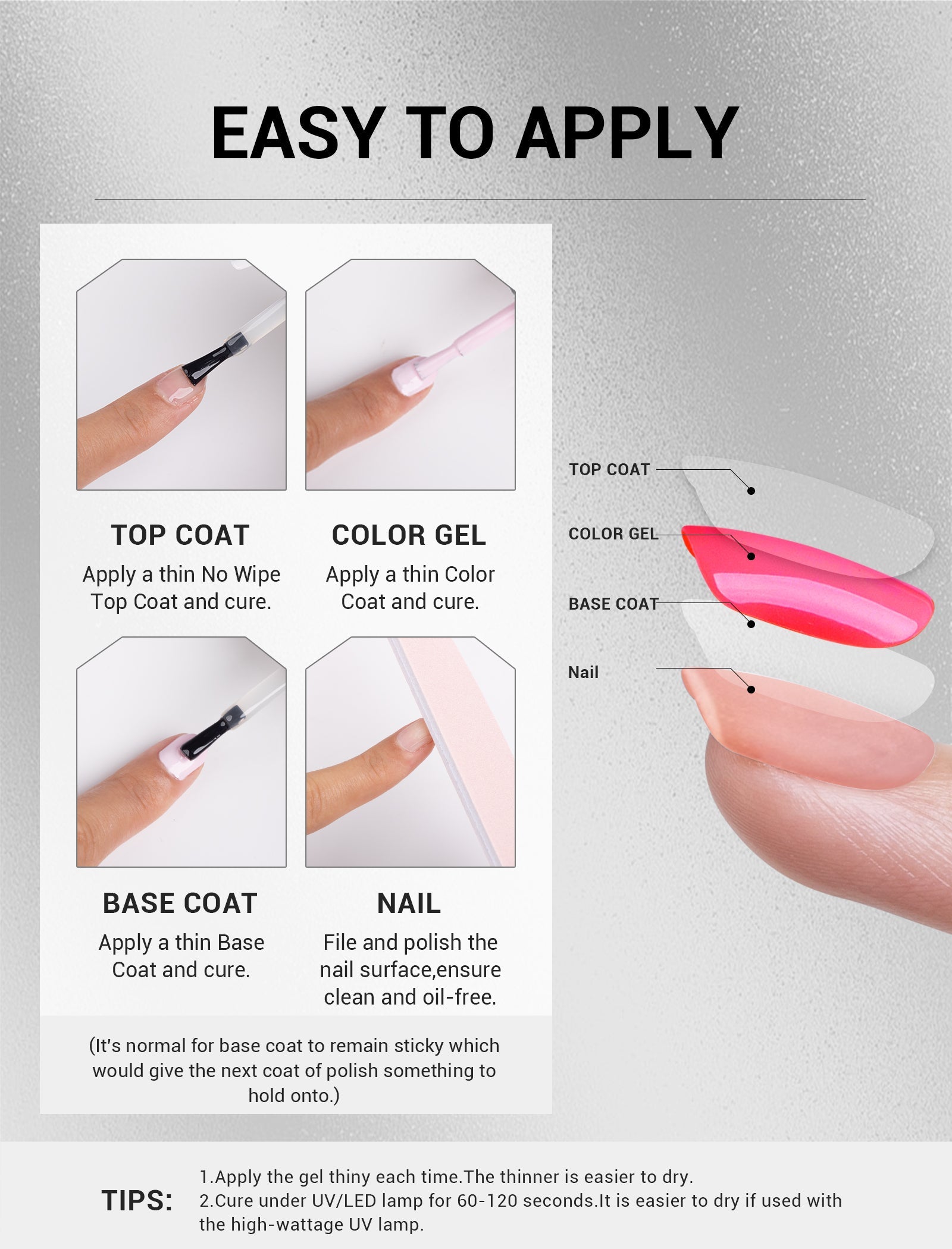 Top & Base Coat Nail Gel Polish 15ml - 图片7