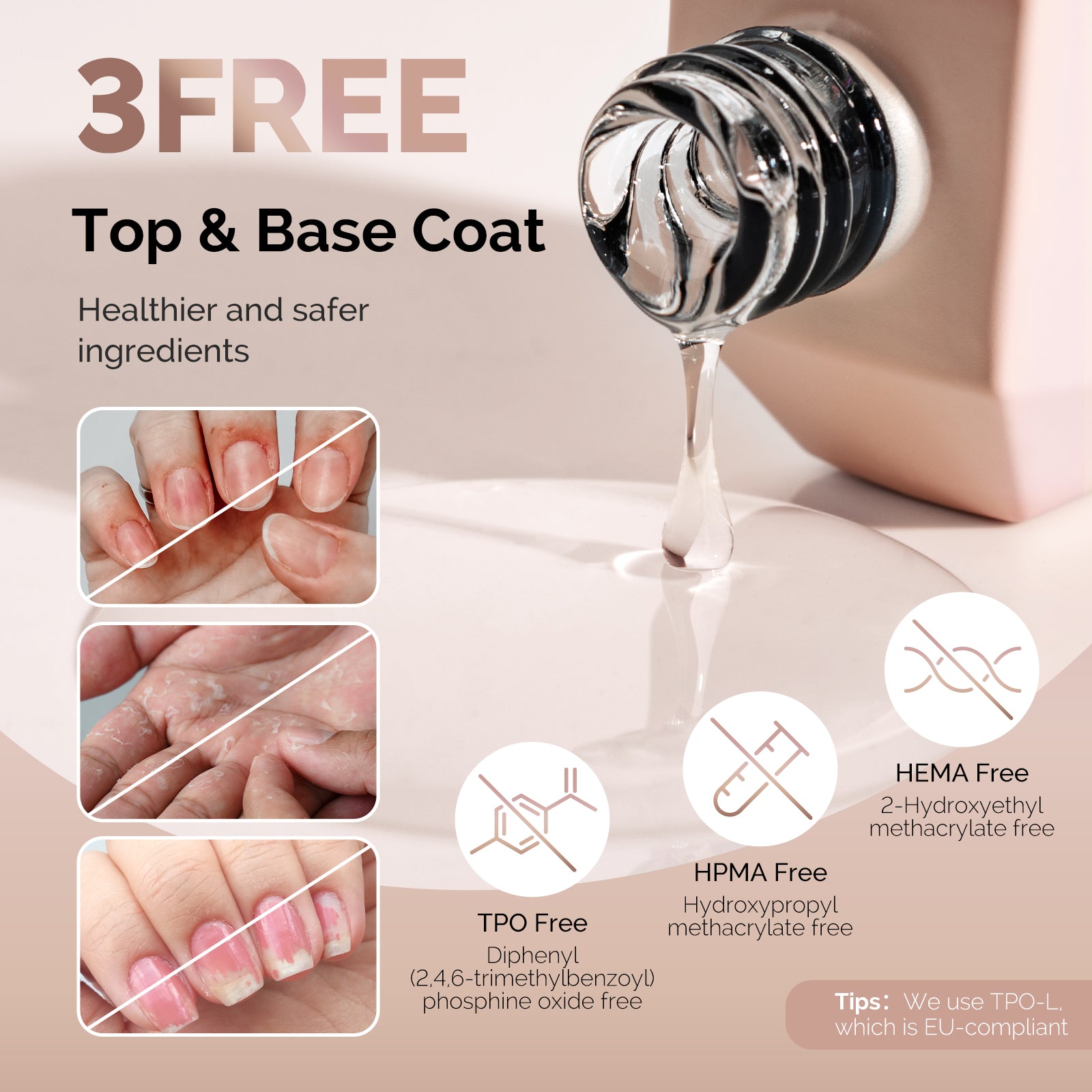 Top Coat & Base Coat 2Pcs - HEMA-Free & HPMA-Free & TPO-Free Gel Nail Polish 0.5 fl oz/15ml - 图片2