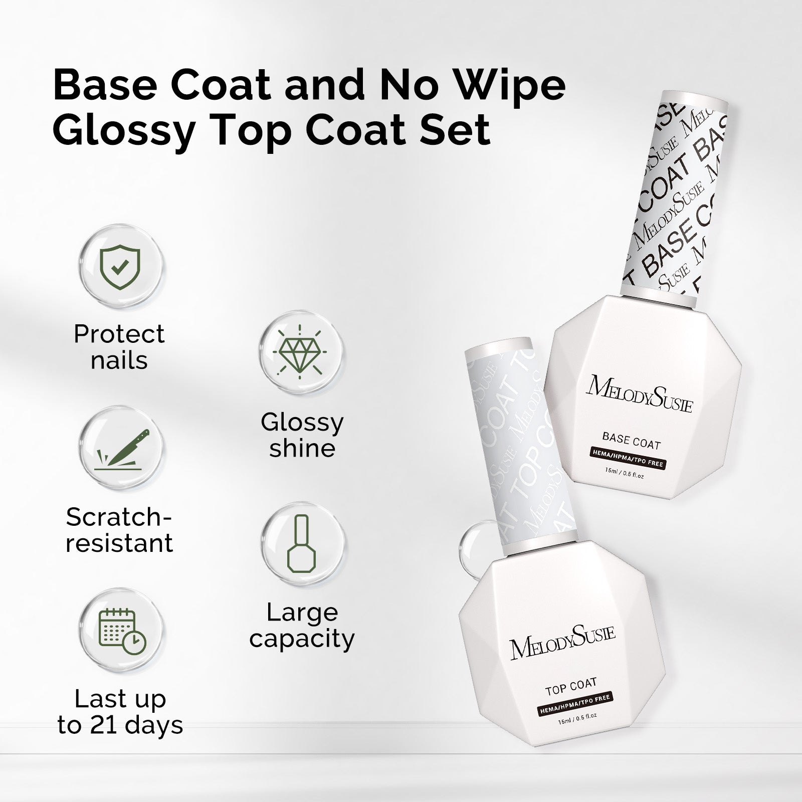 Top Coat & Base Coat - HEMA-Free & HPMA-Free & TPO-Free Gel Nail Polish 0.5 fl oz/15ml - 图片3