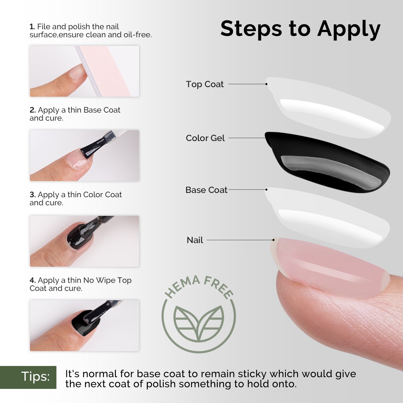 Top Coat & Base Coat - HEMA-Free & HPMA-Free & TPO-Free Gel Nail Polish 0.5 fl oz/15ml - 图片6