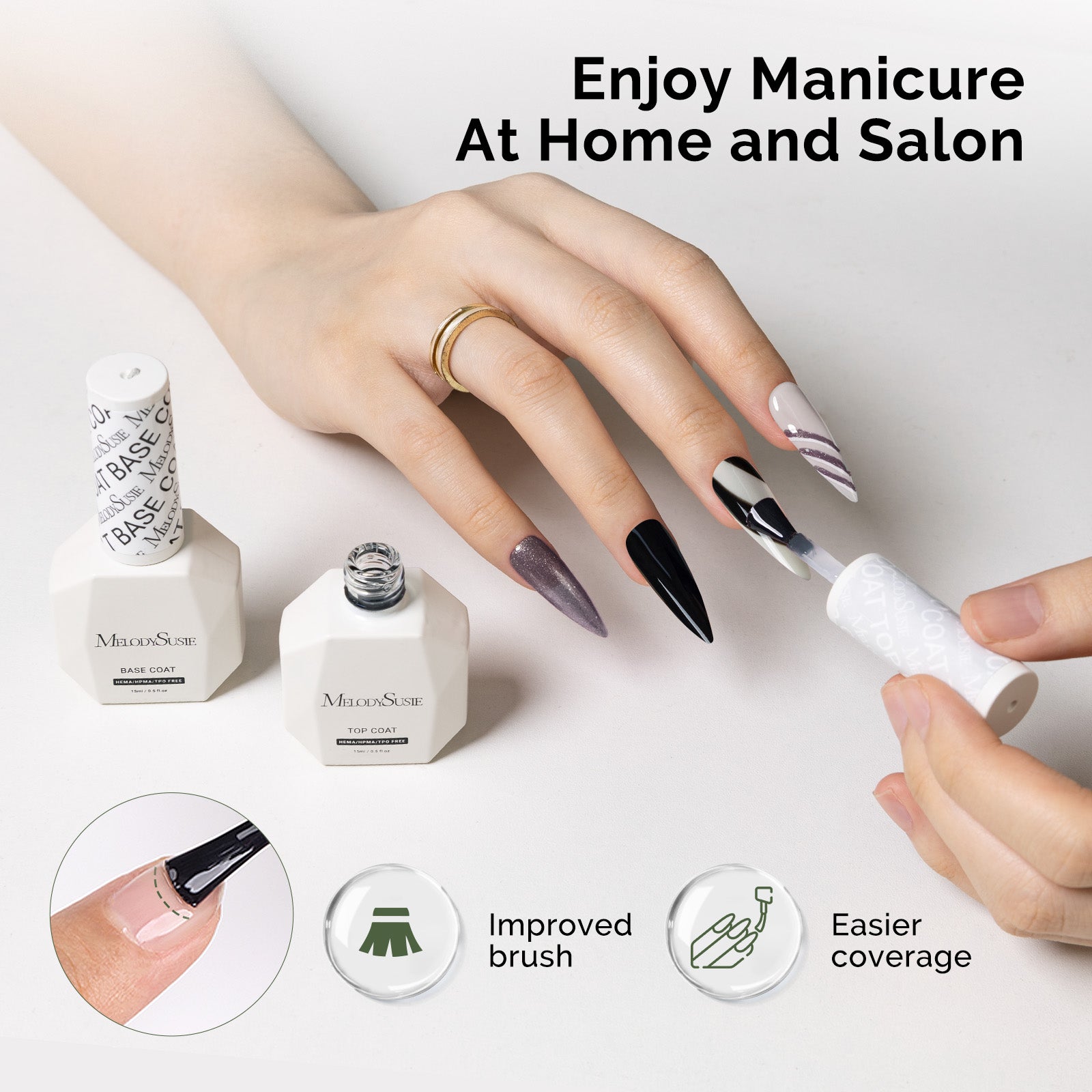 Top Coat & Base Coat - HEMA-Free & HPMA-Free & TPO-Free Gel Nail Polish 0.5 fl oz/15ml - 图片5