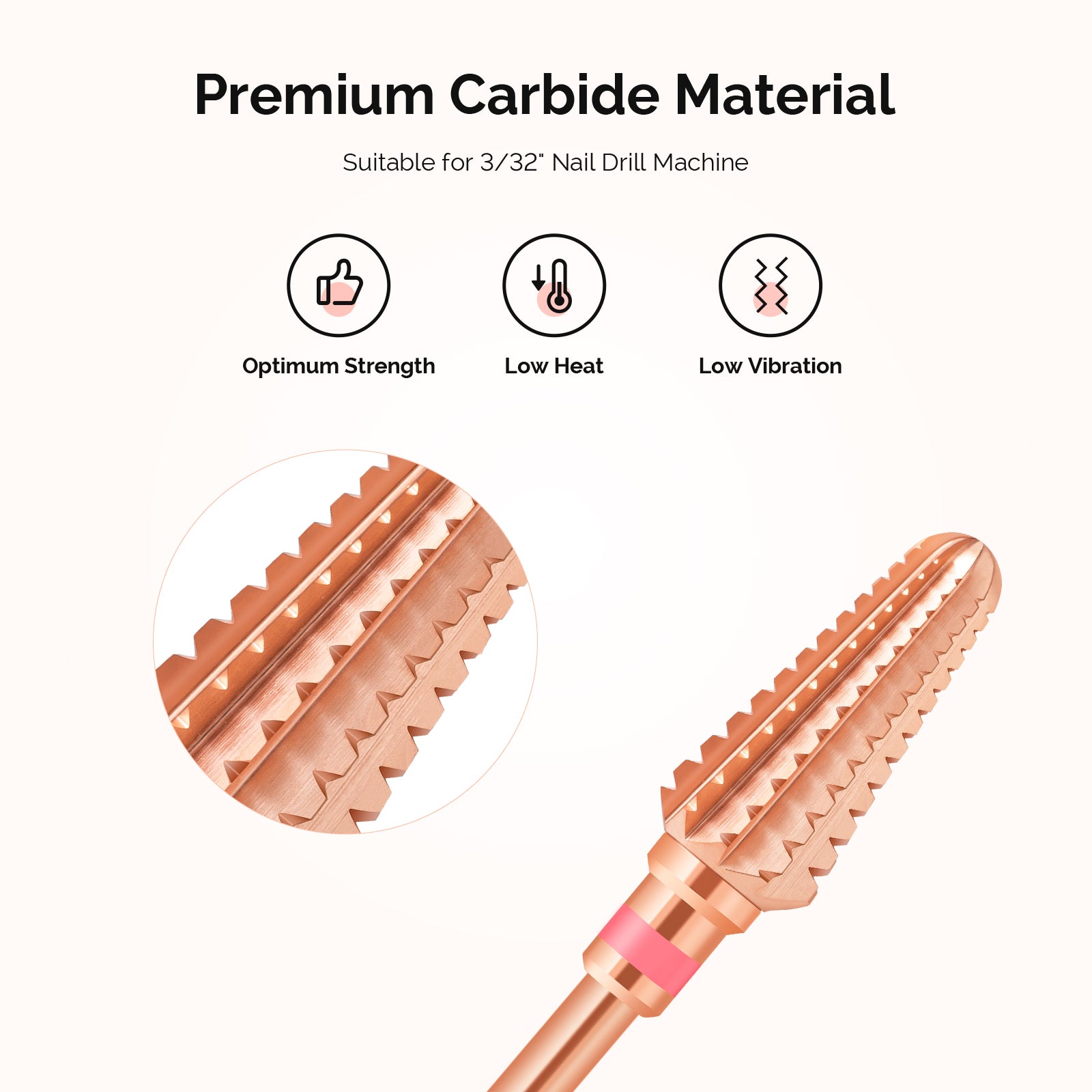 Tornado Tungsten Carbide Nail Drill Bits - Rose Gold - 图片2