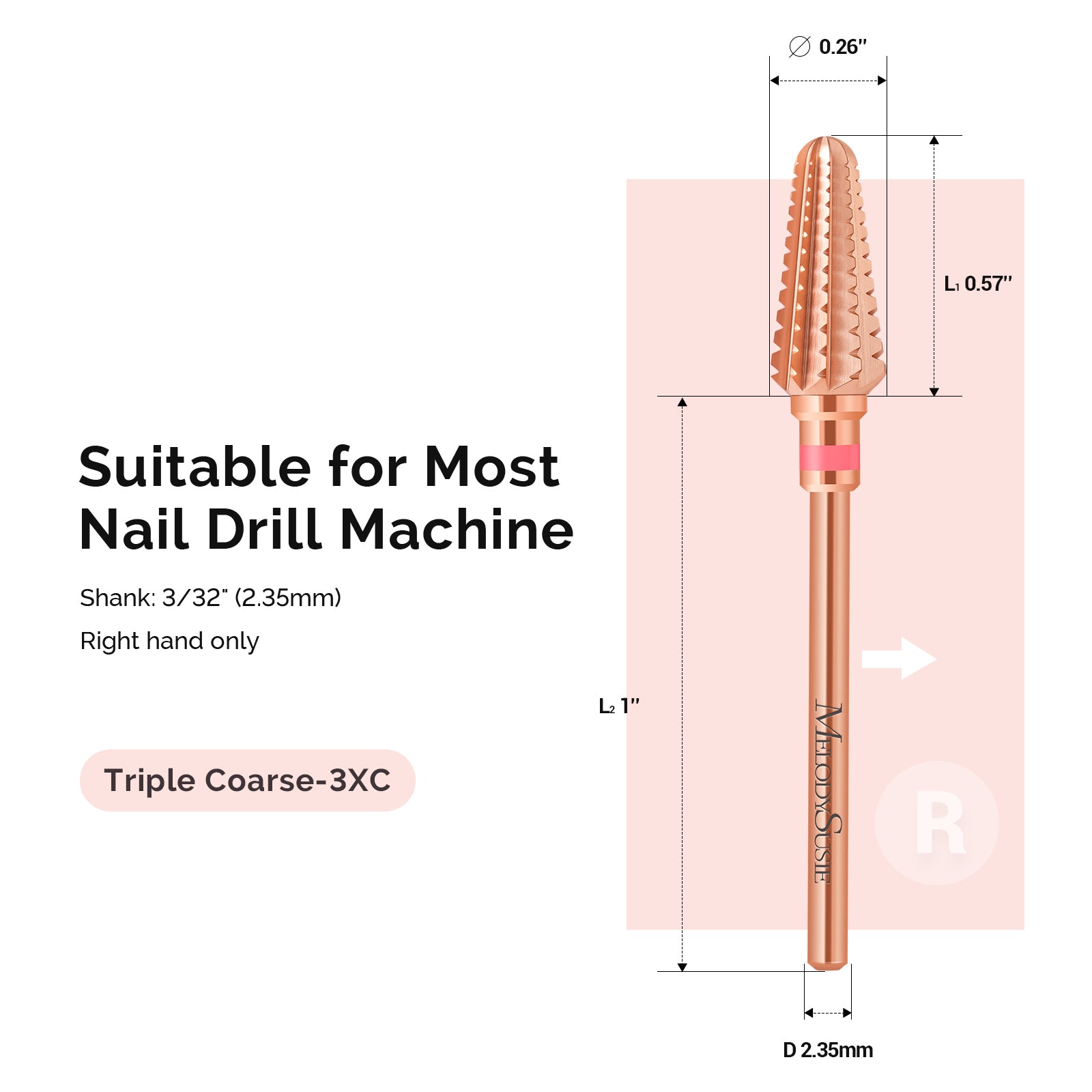 Tornado Tungsten Carbide Nail Drill Bits - Rose Gold - 图片3