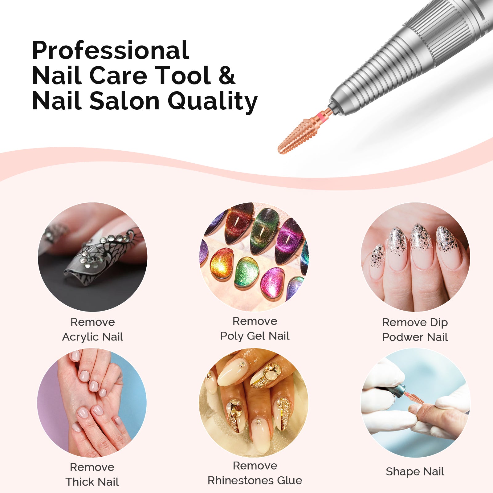 Tornado Tungsten Carbide Nail Drill Bits - Rose Gold - 图片4