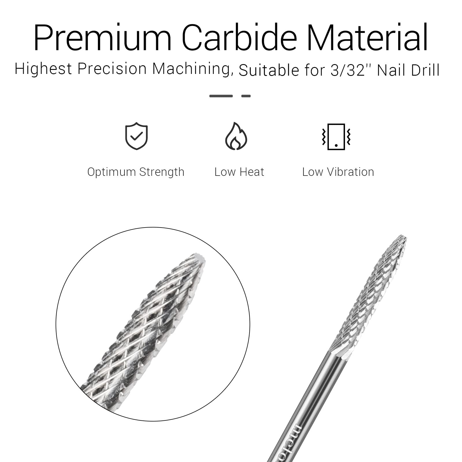 Tungsten Carbide Safety Under Nail Cleaner Nail Drill Bit Silver - 图片3