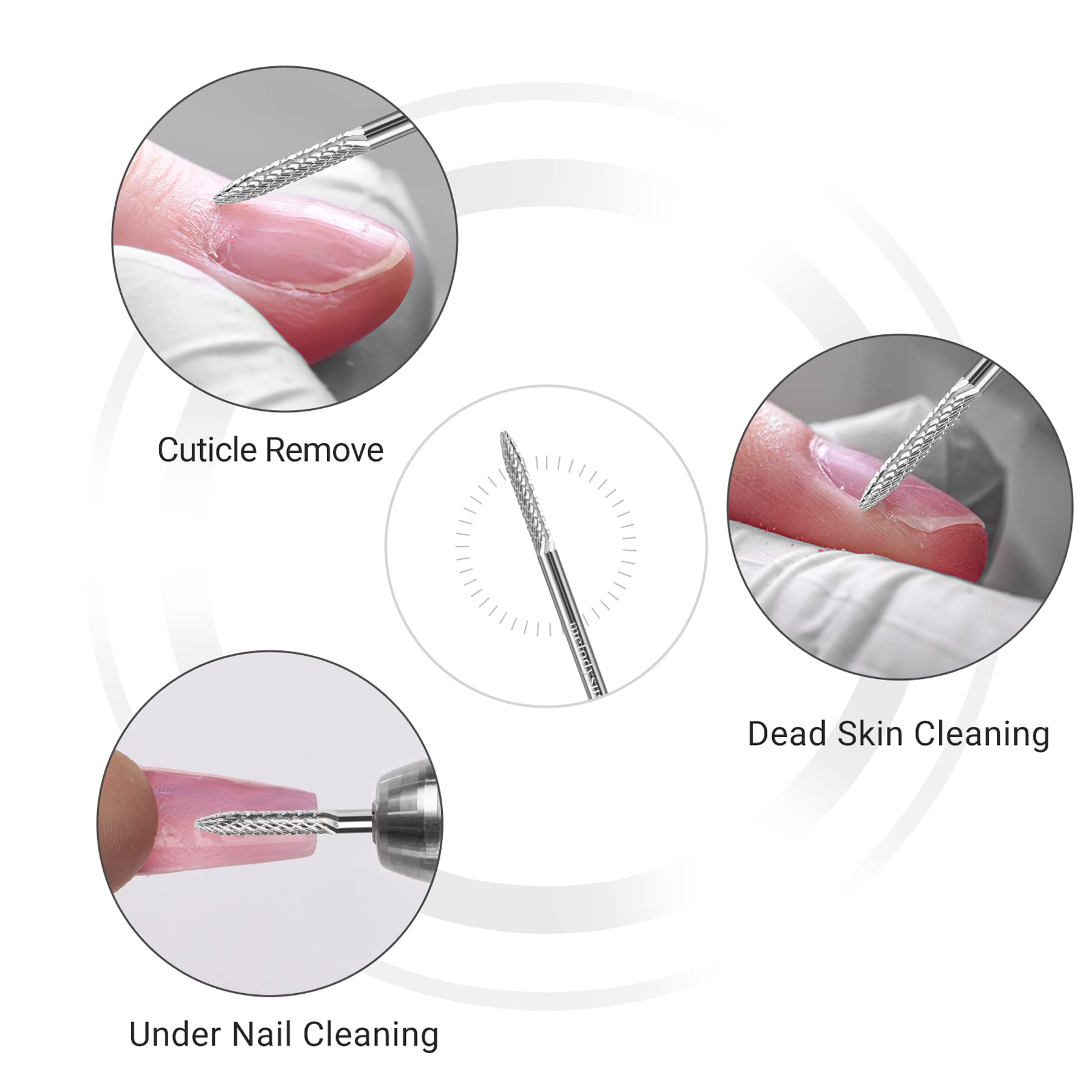 Tungsten Carbide Safety Under Nail Cleaner Nail Drill Bit Silver - 图片4