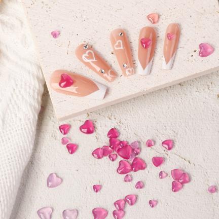 UV Light Color Change Peach Heart Rhinestones for Nail Art Decoration