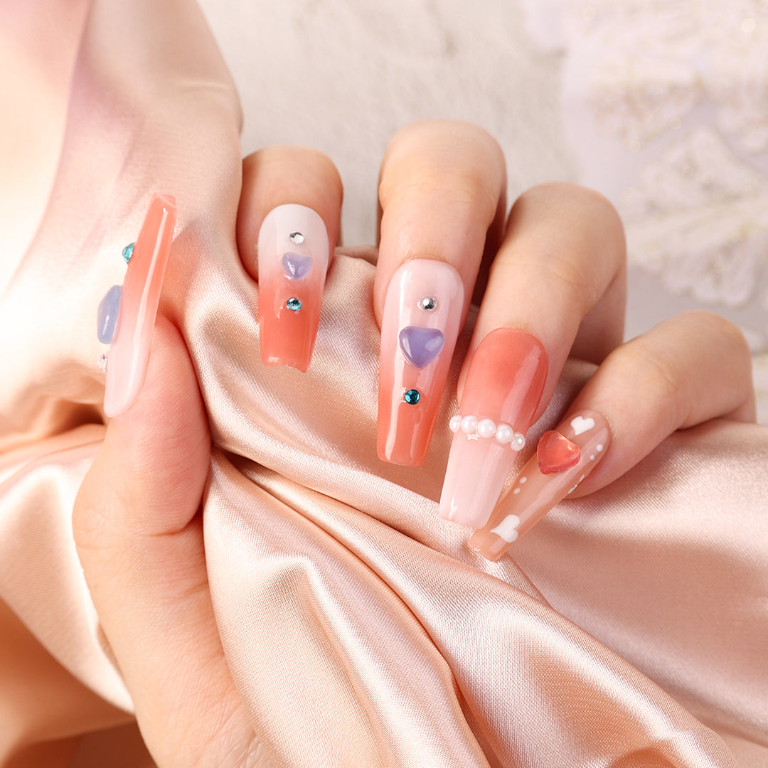 UV Light Color Change Peach Heart Rhinestones for Nail Art Decoration - 图片10