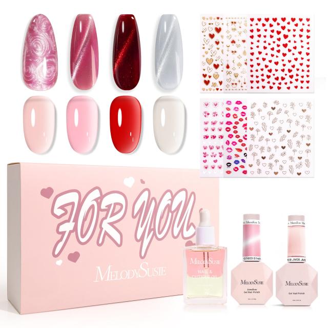 Valentine's Day Gel Nail Polish Love Sparkle Set - 8 Colors
