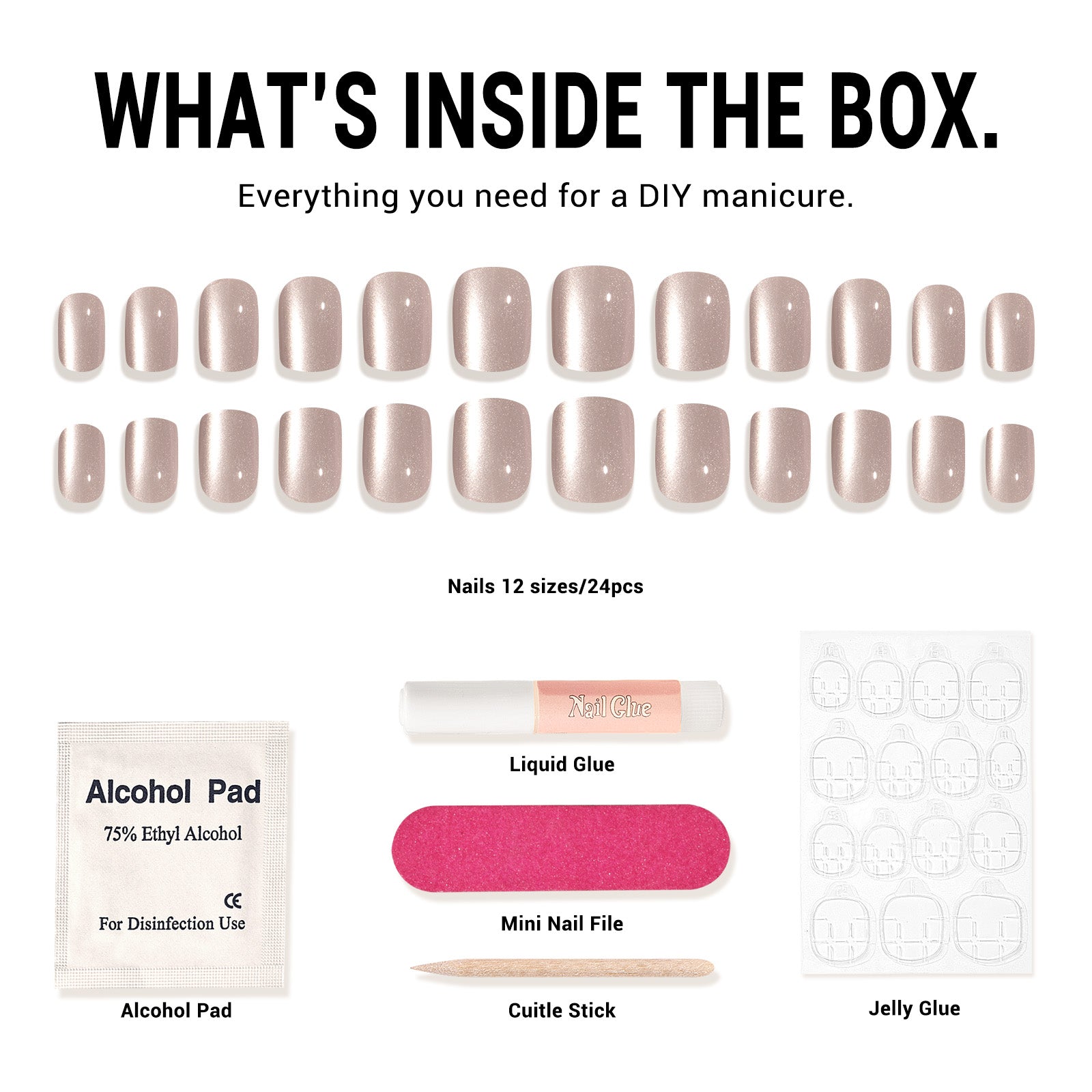 Velvet Pink Cat Eye Press On Nails Kit - US ONLY - 图片6