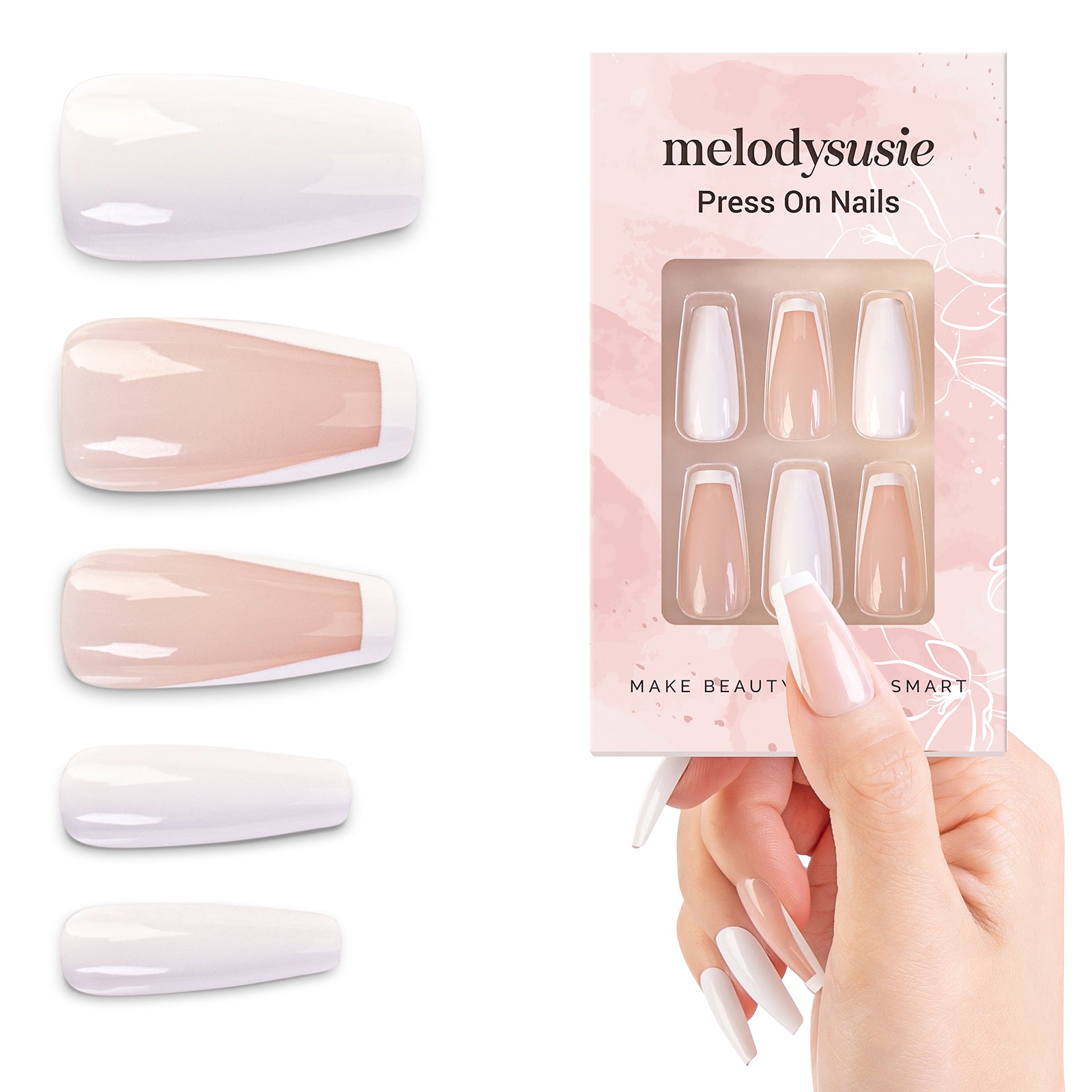White Lie Acrylic Press On Nails Kits
