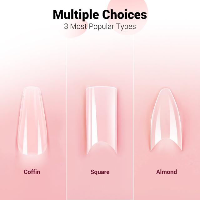 XS Short Square Nail Tips – Clear Full Cover