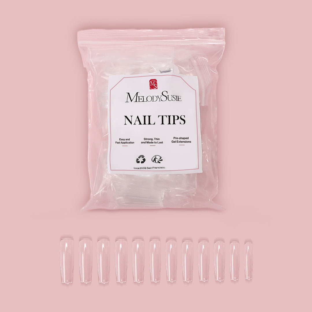 XXL Long Coffin Nail Tips – Clear full Cover - 图片2