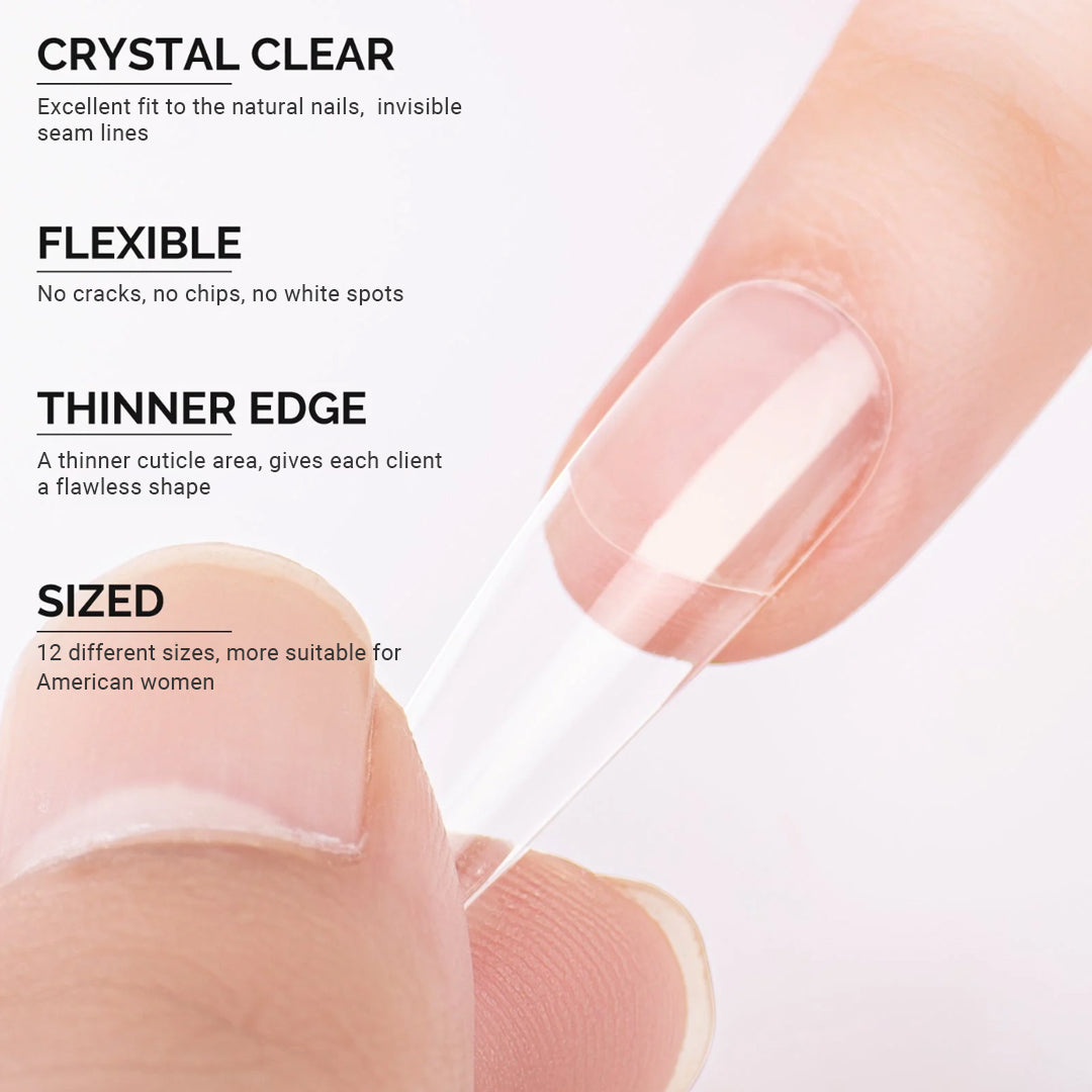 XXL Long Coffin Nail Tips – Clear full Cover - 图片3