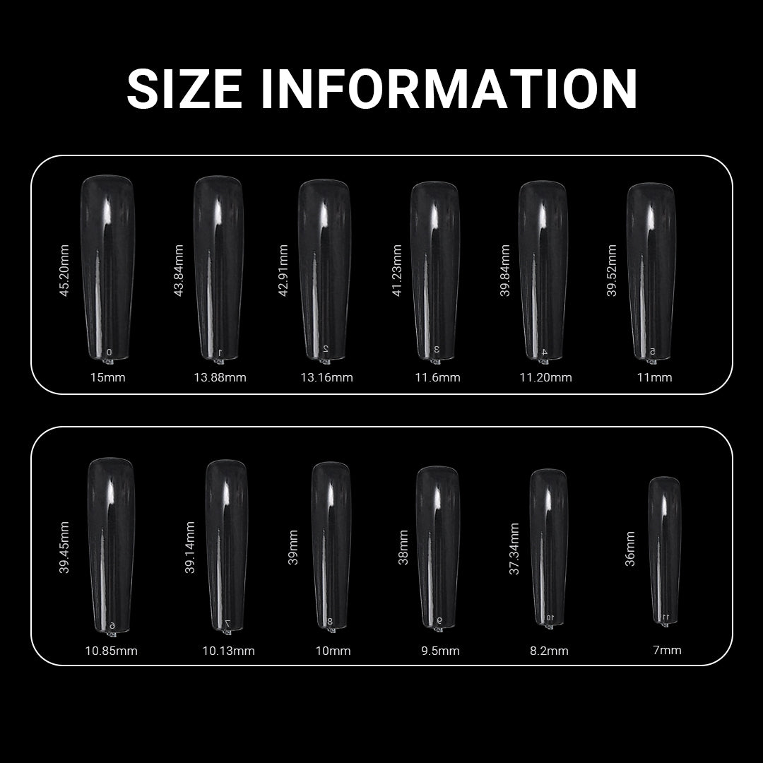 XXL Long Coffin Nail Tips – Clear full Cover - 图片6