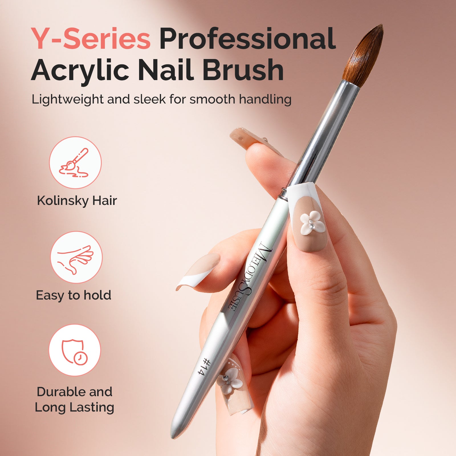 Y-Series 100% High-Quality Kolinsky Acrylic Nail Brush - 图片2