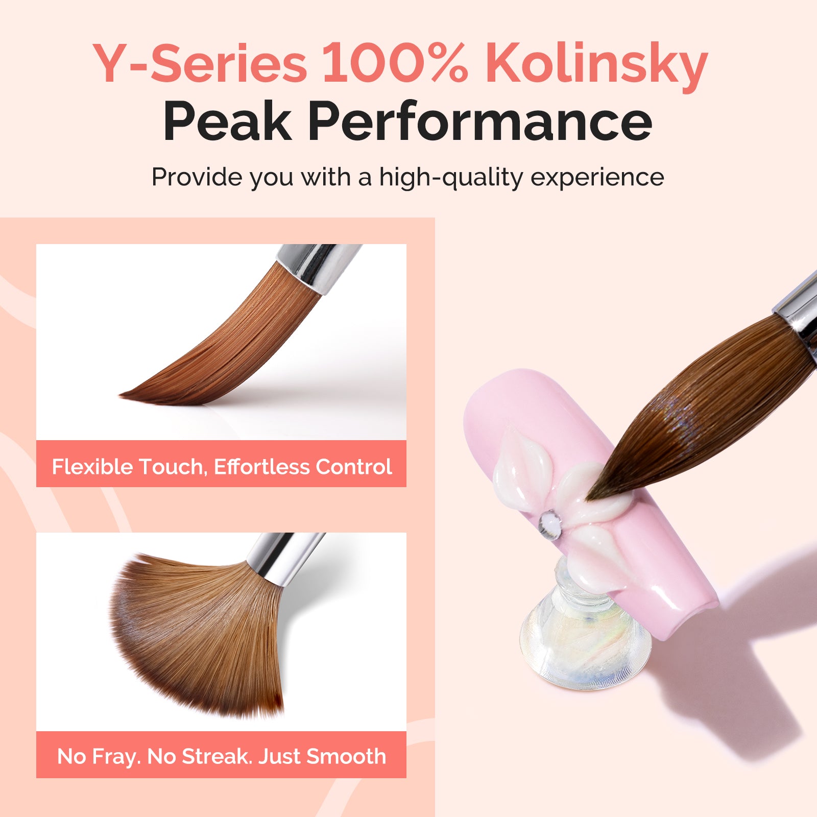 Y-Series 100% High-Quality Kolinsky Acrylic Nail Brush - 图片3
