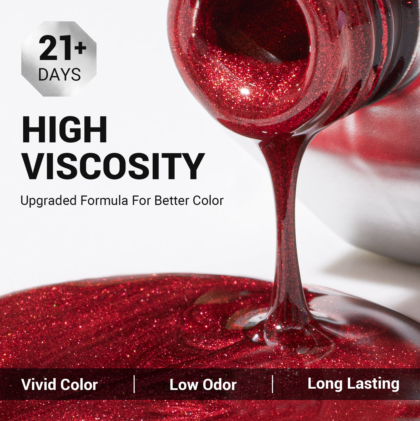 Z030 Red Glitter - TPO-Free Thick Gel Nail Polish(15ml) - 图片2