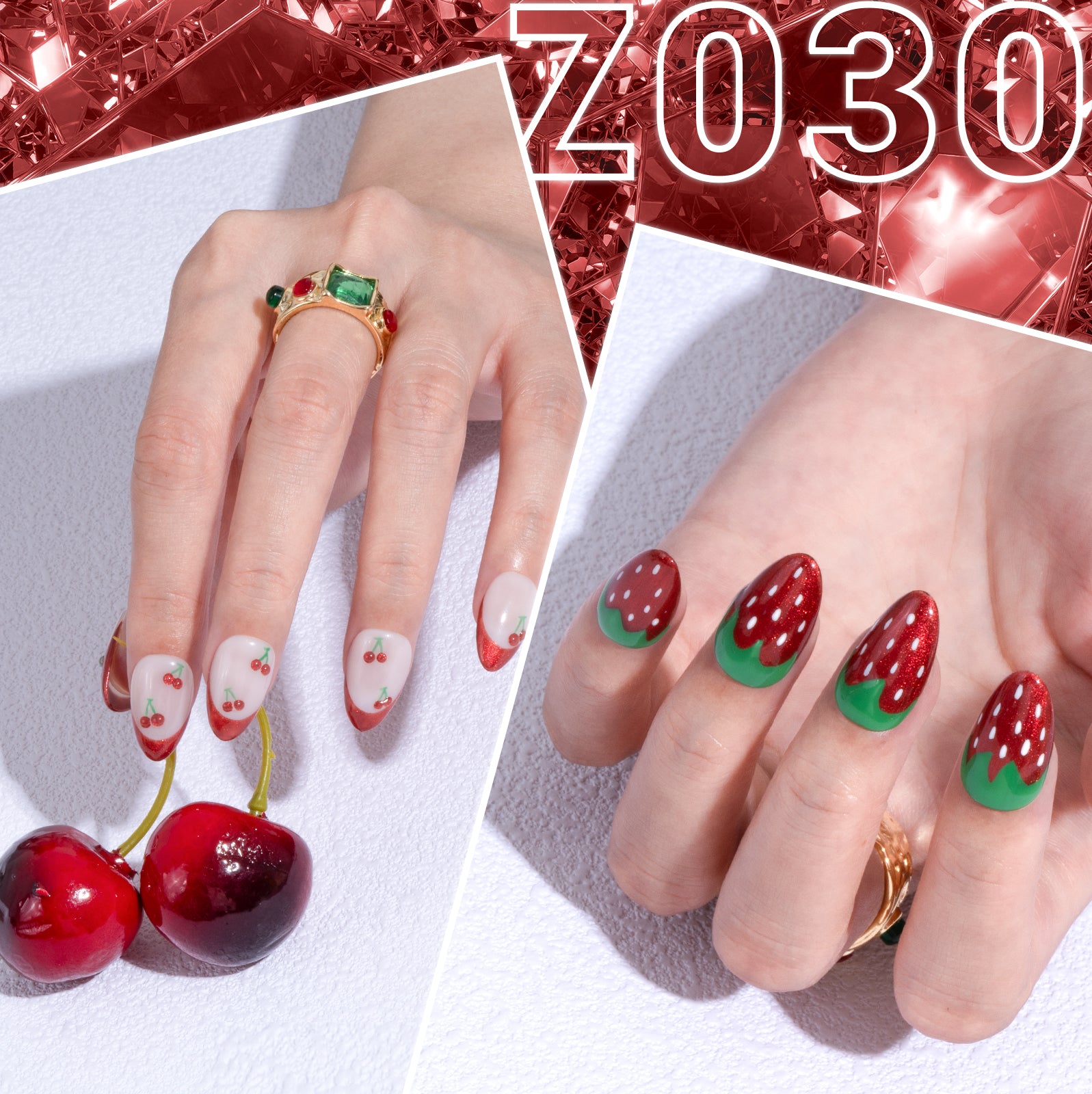 Z030 Red Glitter - TPO-Free Thick Gel Nail Polish(15ml) - 图片5