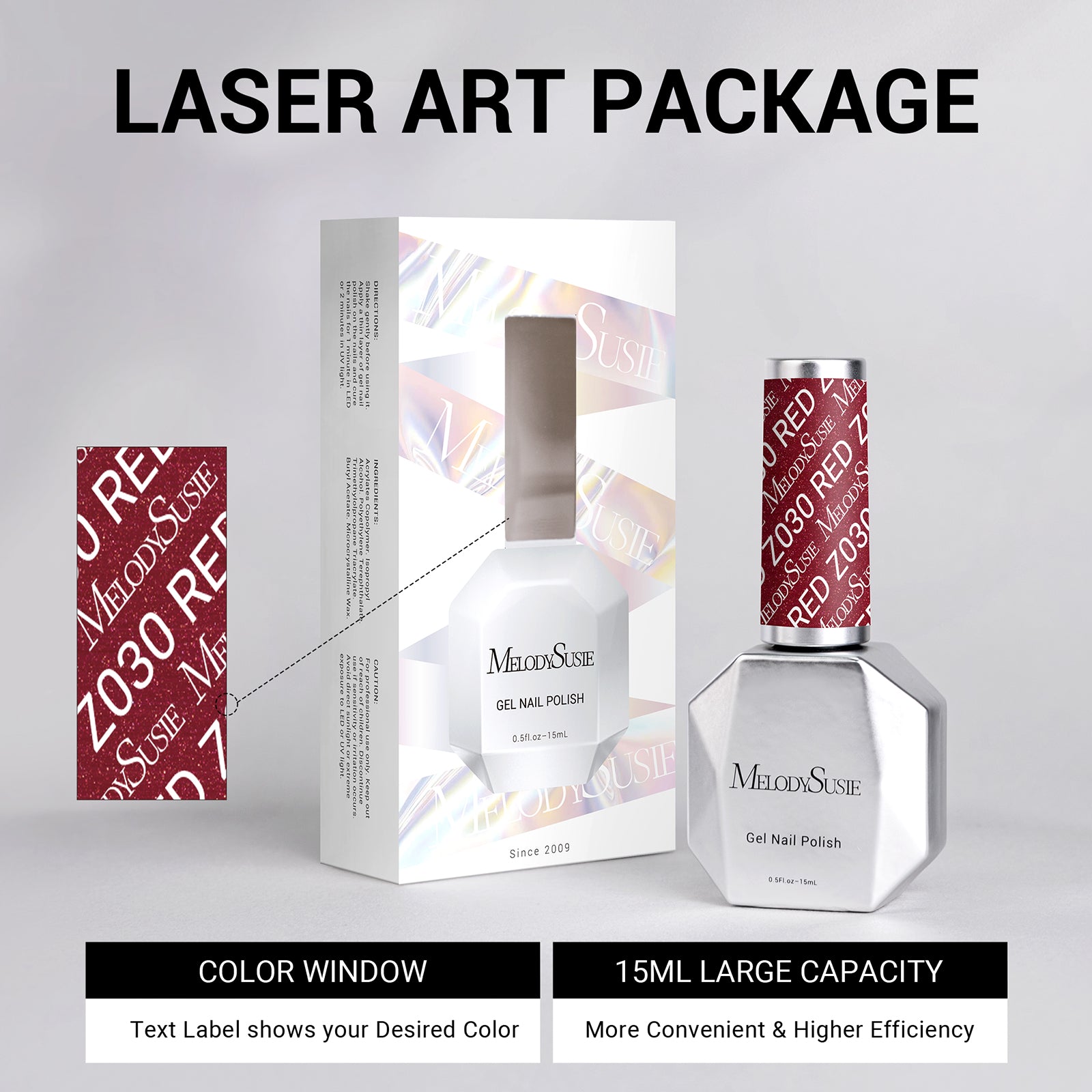 Z030 Red Glitter - TPO-Free Thick Gel Nail Polish(15ml) - 图片7