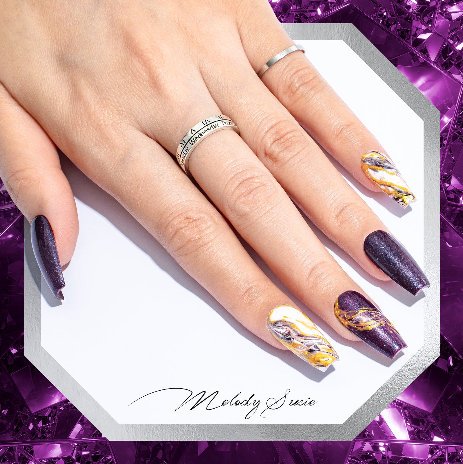 Z035 Universe Purple Glitter - TPO-Free Thick Gel Nail Polish(15ml) - 图片2