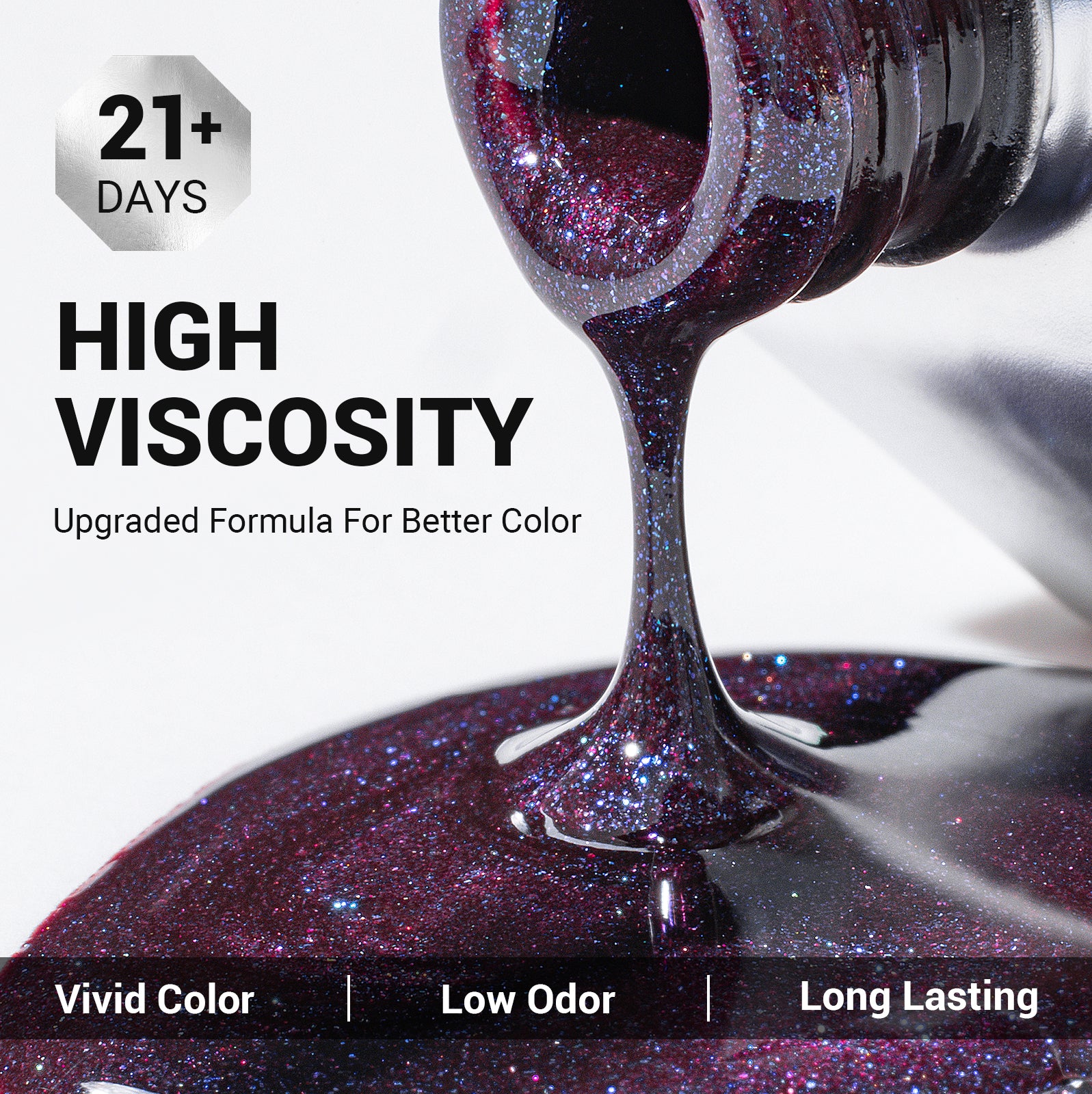 Z035 Universe Purple Glitter - TPO-Free Thick Gel Nail Polish(15ml) - 图片3