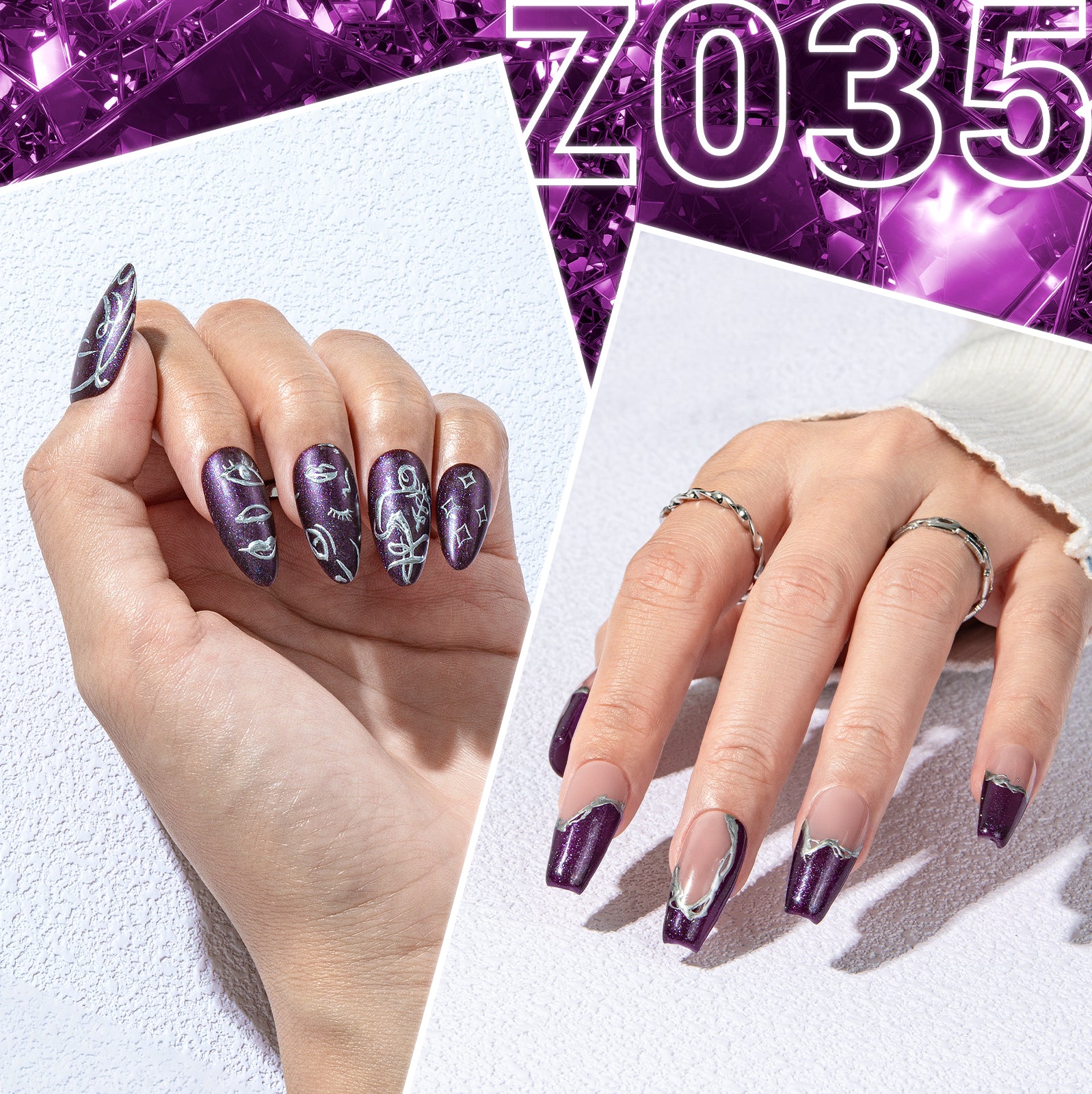 Z035 Universe Purple Glitter - TPO-Free Thick Gel Nail Polish(15ml) - 图片6