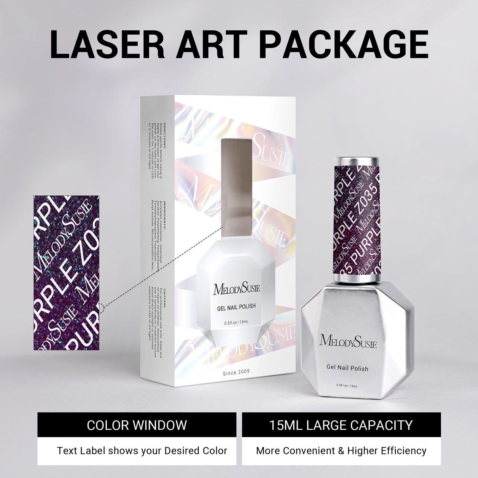 Z035 Universe Purple Glitter - TPO-Free Thick Gel Nail Polish(15ml) - 图片7