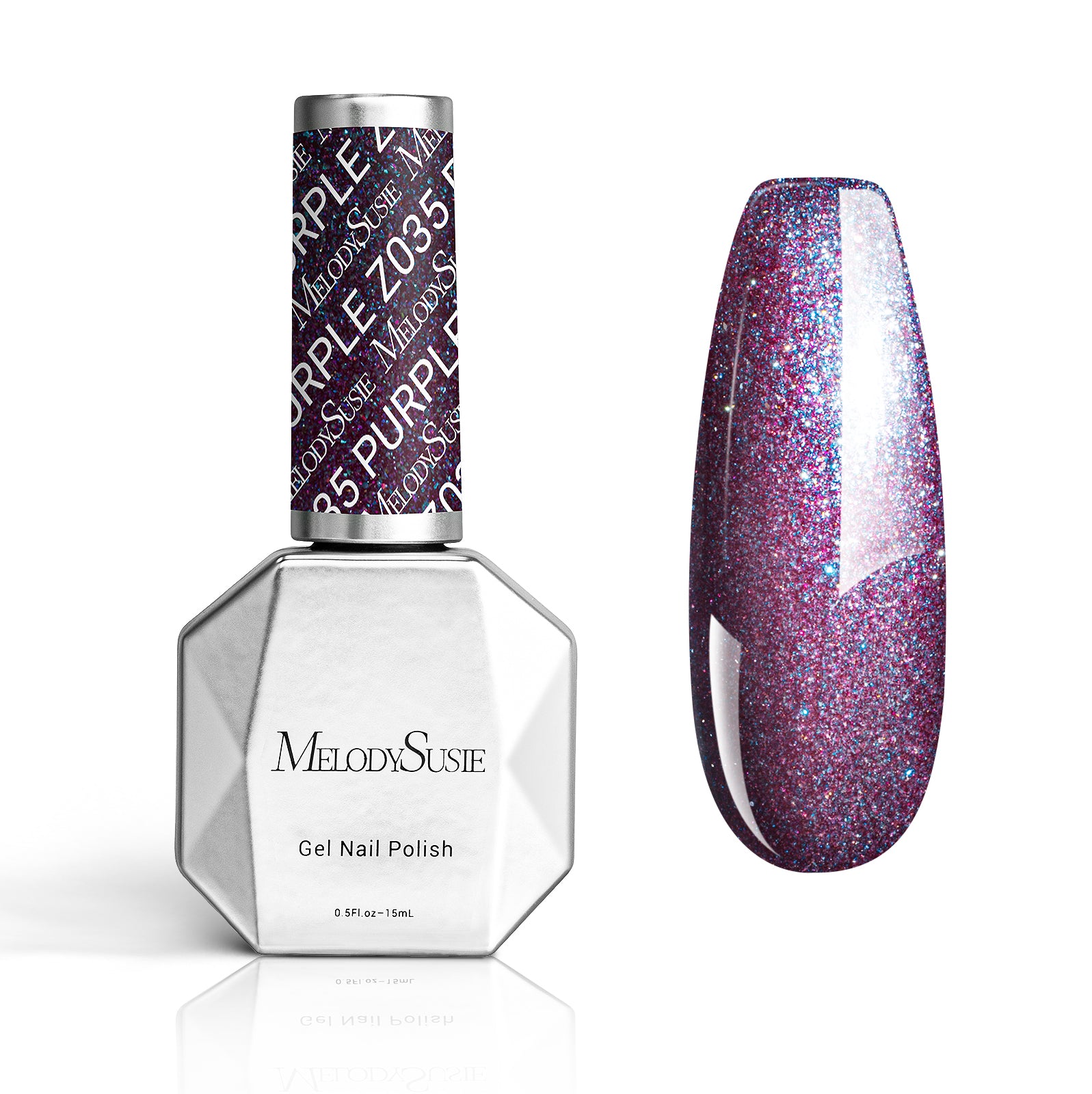 Z035 Universe Purple Glitter - TPO-Free Thick Gel Nail Polish(15ml)