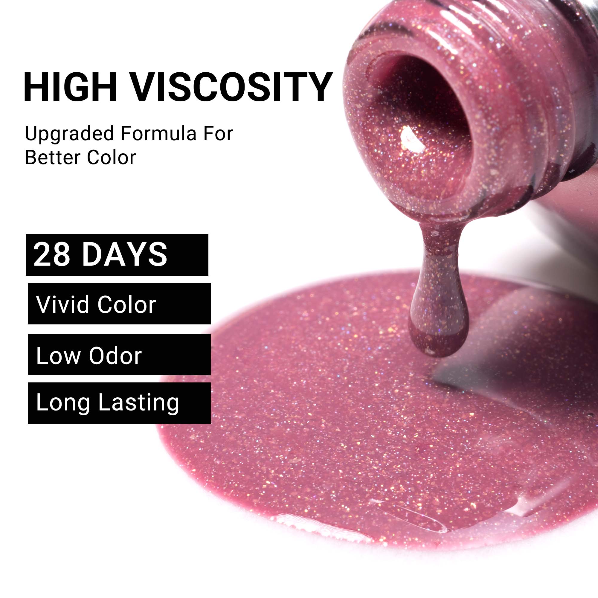 Z040 Violet Glitter - TPO-Free Thick Gel Nail Polish(15ml) - 图片2