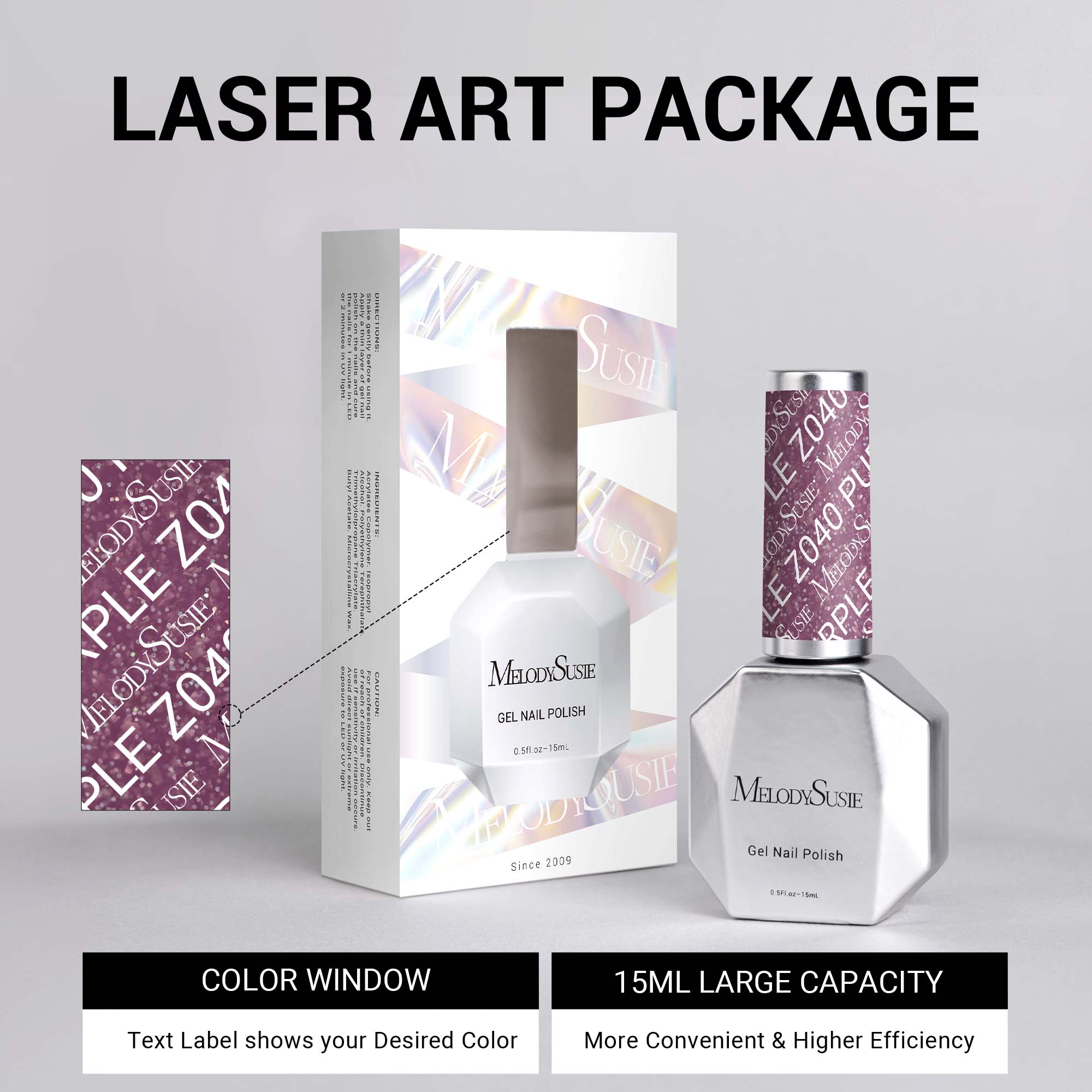 Z040 Violet Glitter - TPO-Free Thick Gel Nail Polish(15ml) - 图片6