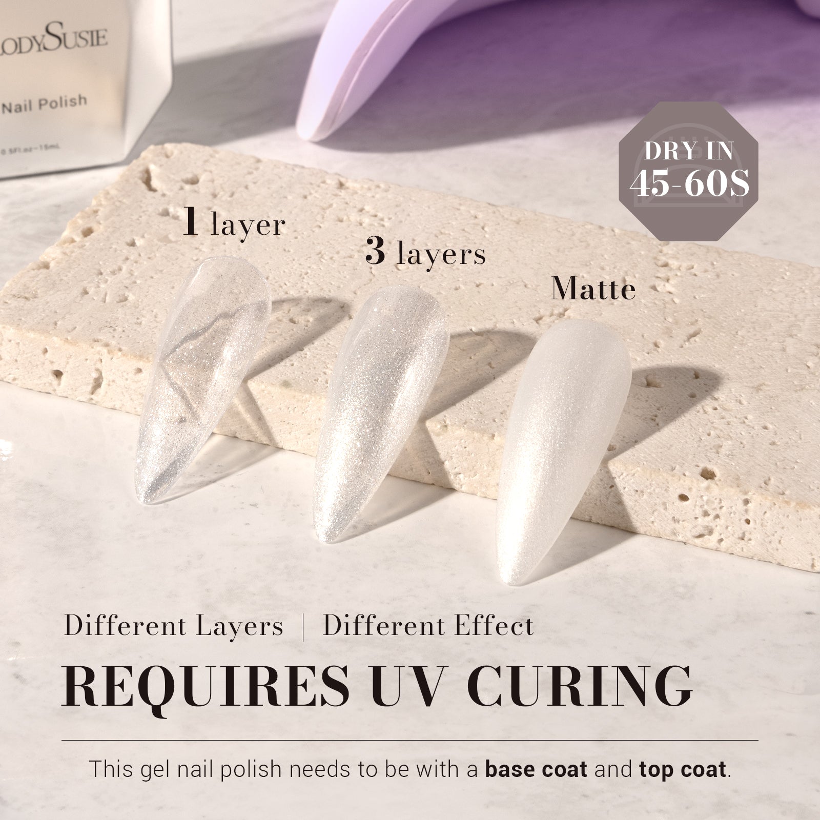 Z054 Starry White - TPO-Free Faster UV Curing Gel Nail Polish 0.5 fl oz/15ml - 图片3