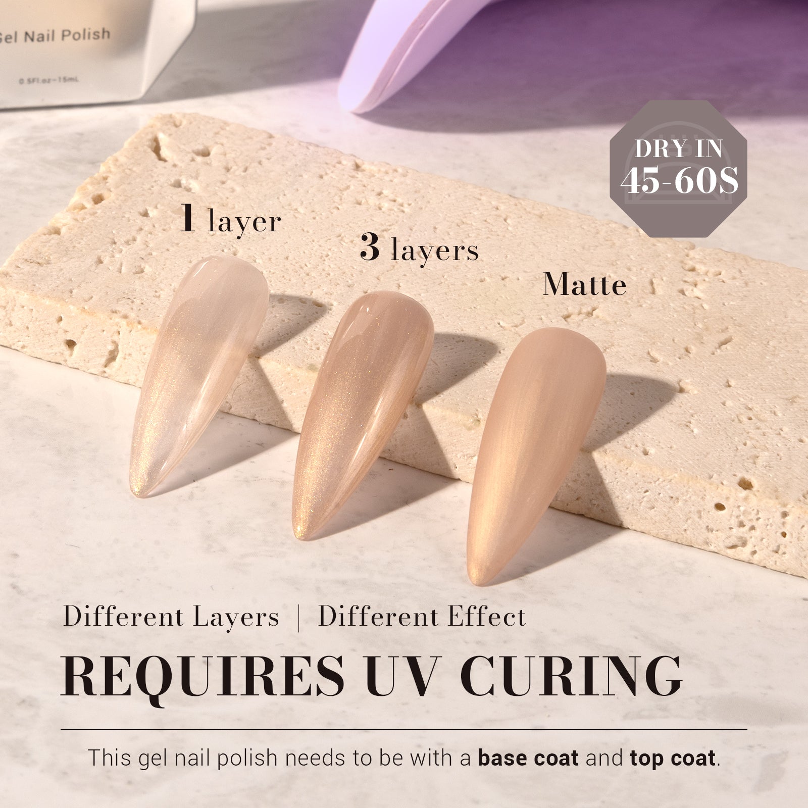 Z147 Sunrise Nude Gold - TPO-Free Faster UV Curing Gel Nail Polish 0.5 fl oz/15ml - 图片3