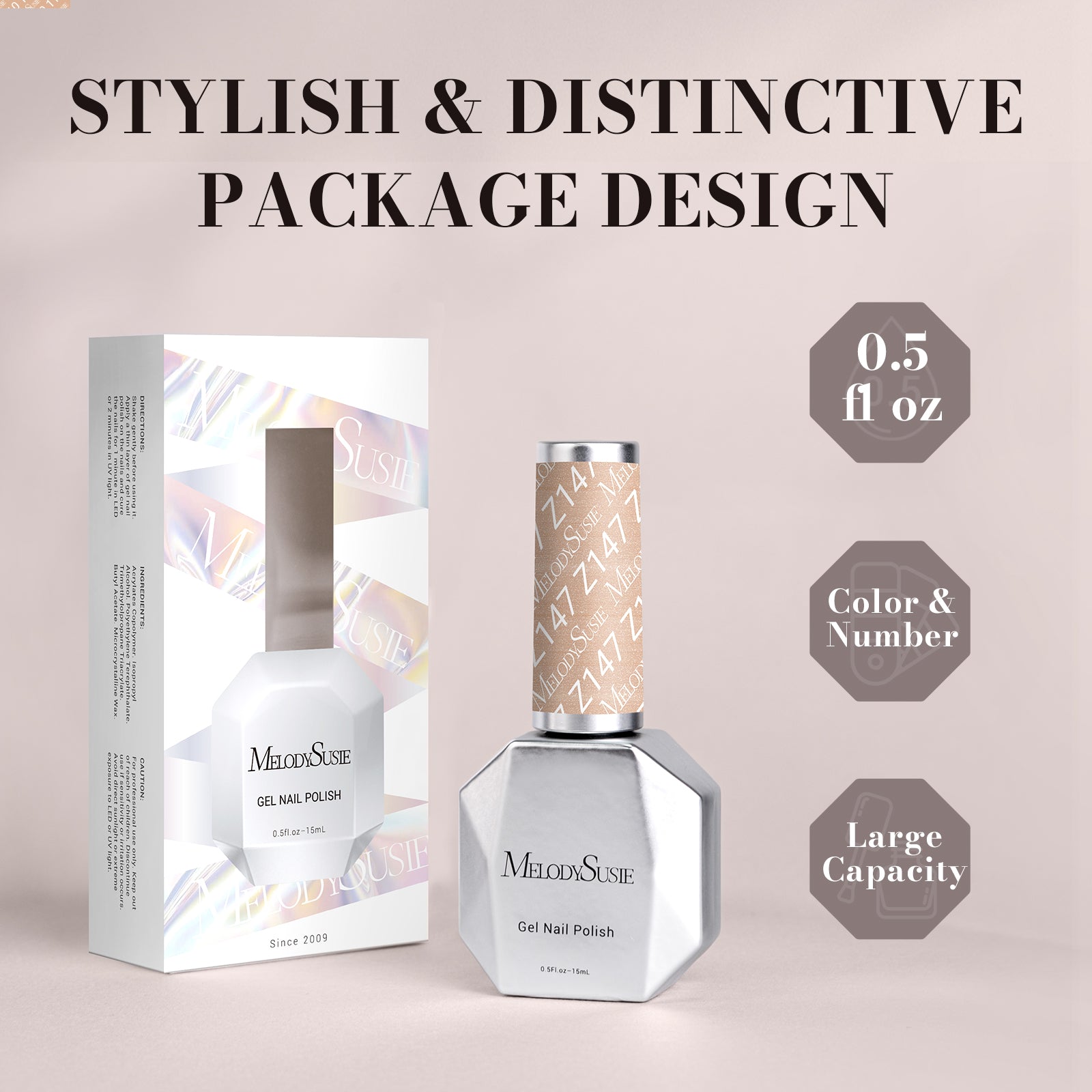 Z147 Sunrise Nude Gold - TPO-Free Faster UV Curing Gel Nail Polish 0.5 fl oz/15ml - 图片6