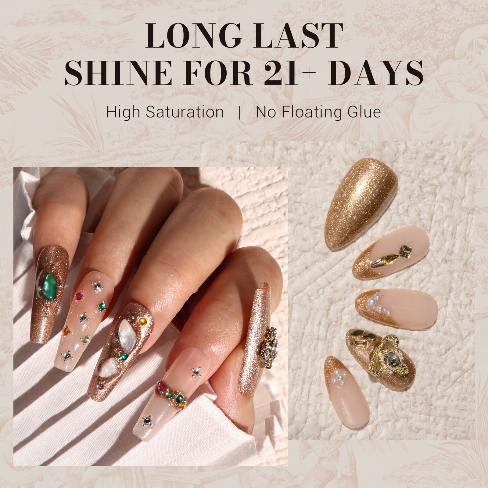 Z159 Champagne Glitter - TPO-Free Faster UV Curing Gel Nail Polish 0.5 fl oz/15ml - 图片4